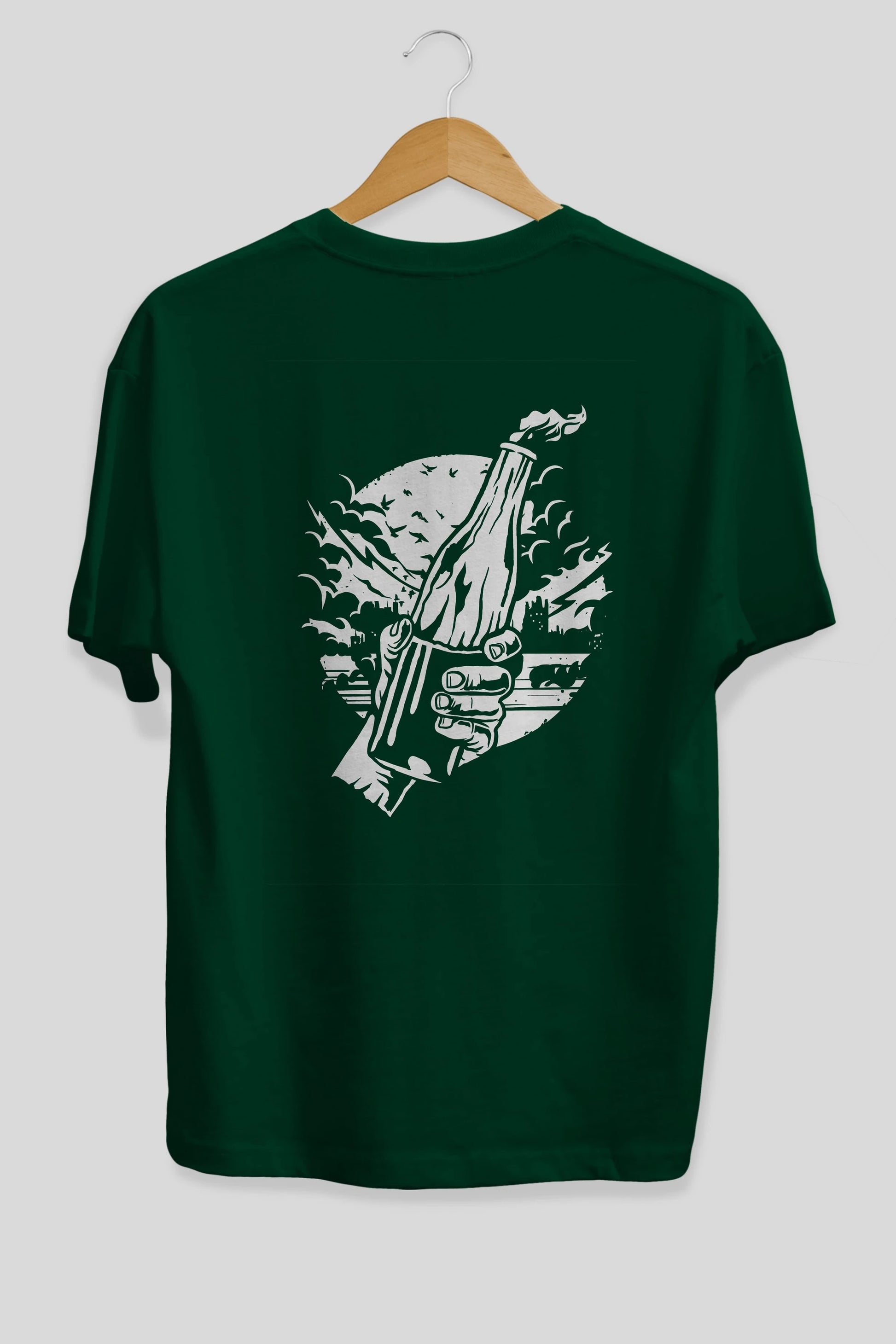 Molotov Cocktail Arka Baskılı Oversize t-shirt Erkek Kadın Unisex %100 Pamuk