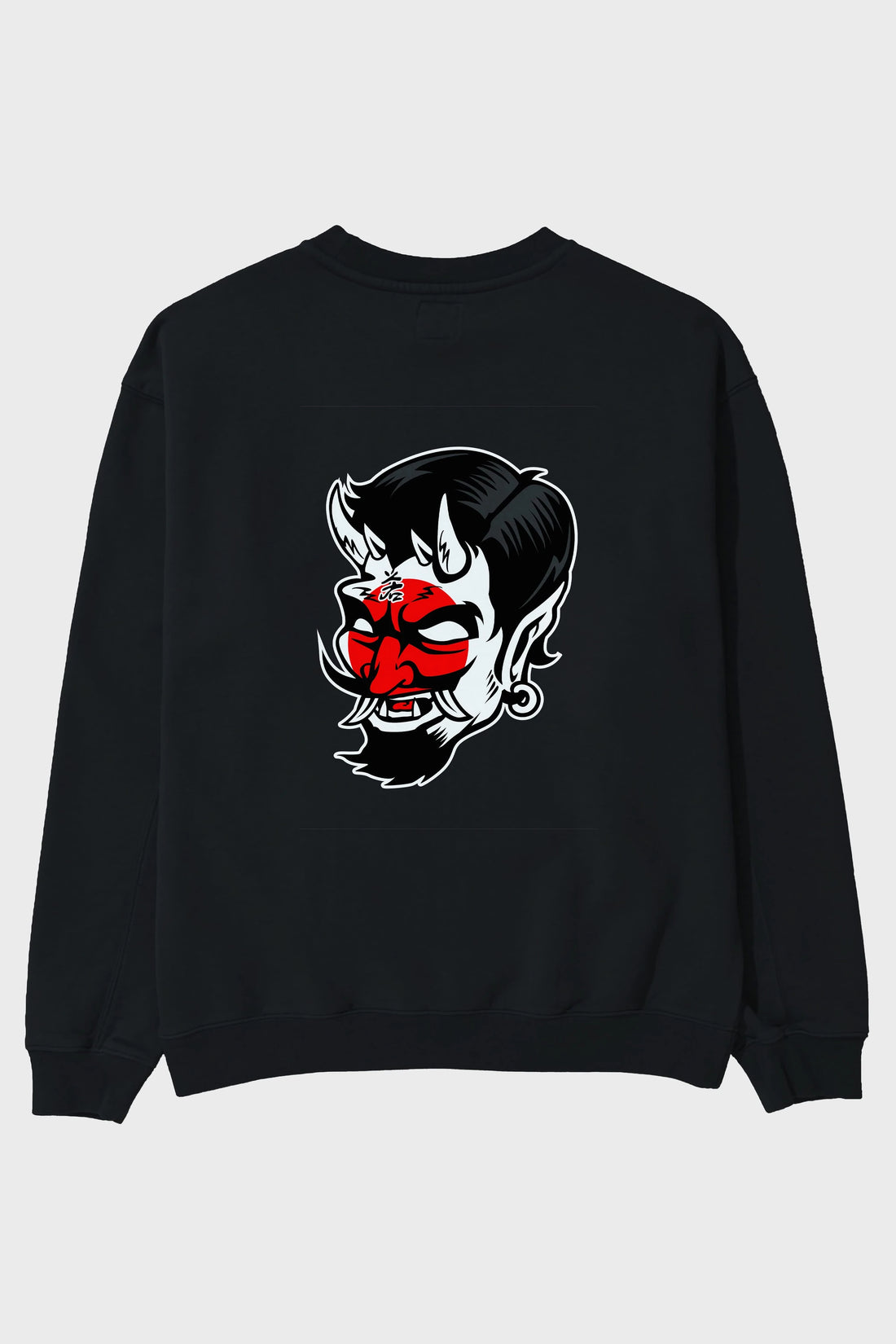 Japanese Devil Arka Baskılı Oversize Sweatshirt Erkek Kadın Unisex
