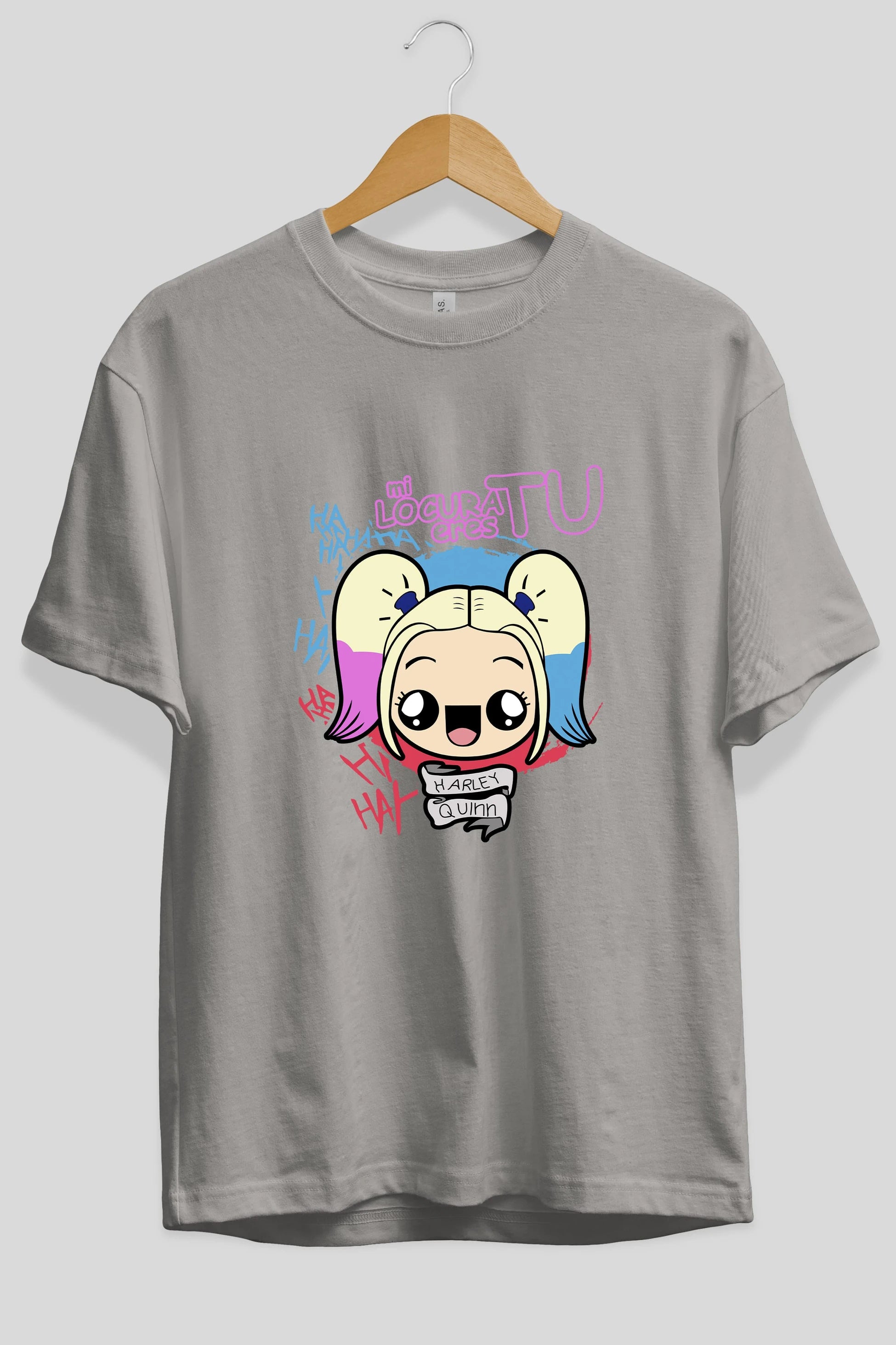 Harley Quinn Ön Baskılı Oversize t-shirt Erkek Kadın Unisex %100 Pamuk Bisiklet Yaka tişort