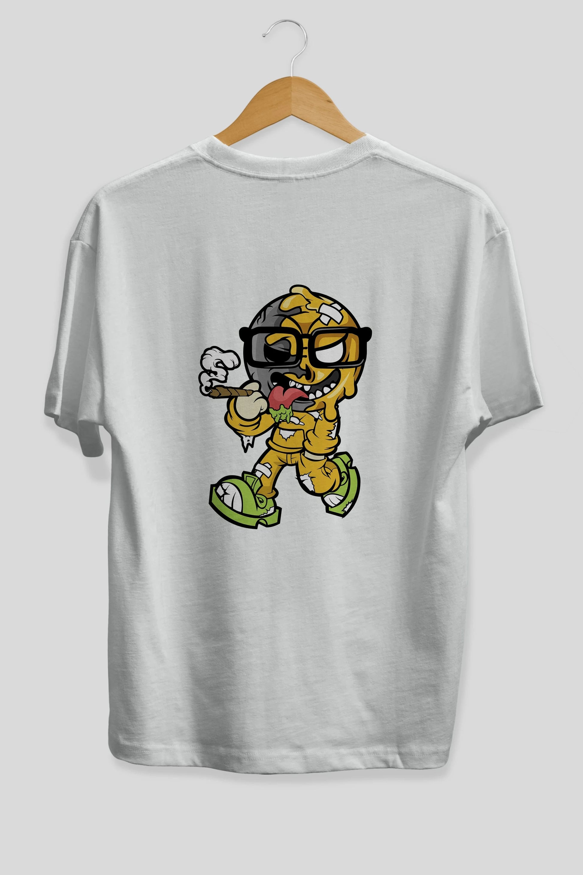 Eyeball Smoker Arka Baskılı Oversize t-shirt Erkek Kadın Unisex %100 Pamuk tişort
