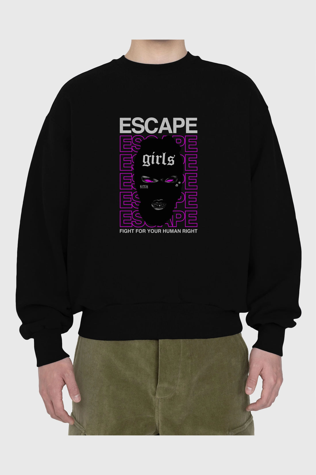 Escape Girl Ön Baskılı Oversize Sweatshirt Erkek Kadın Unisex