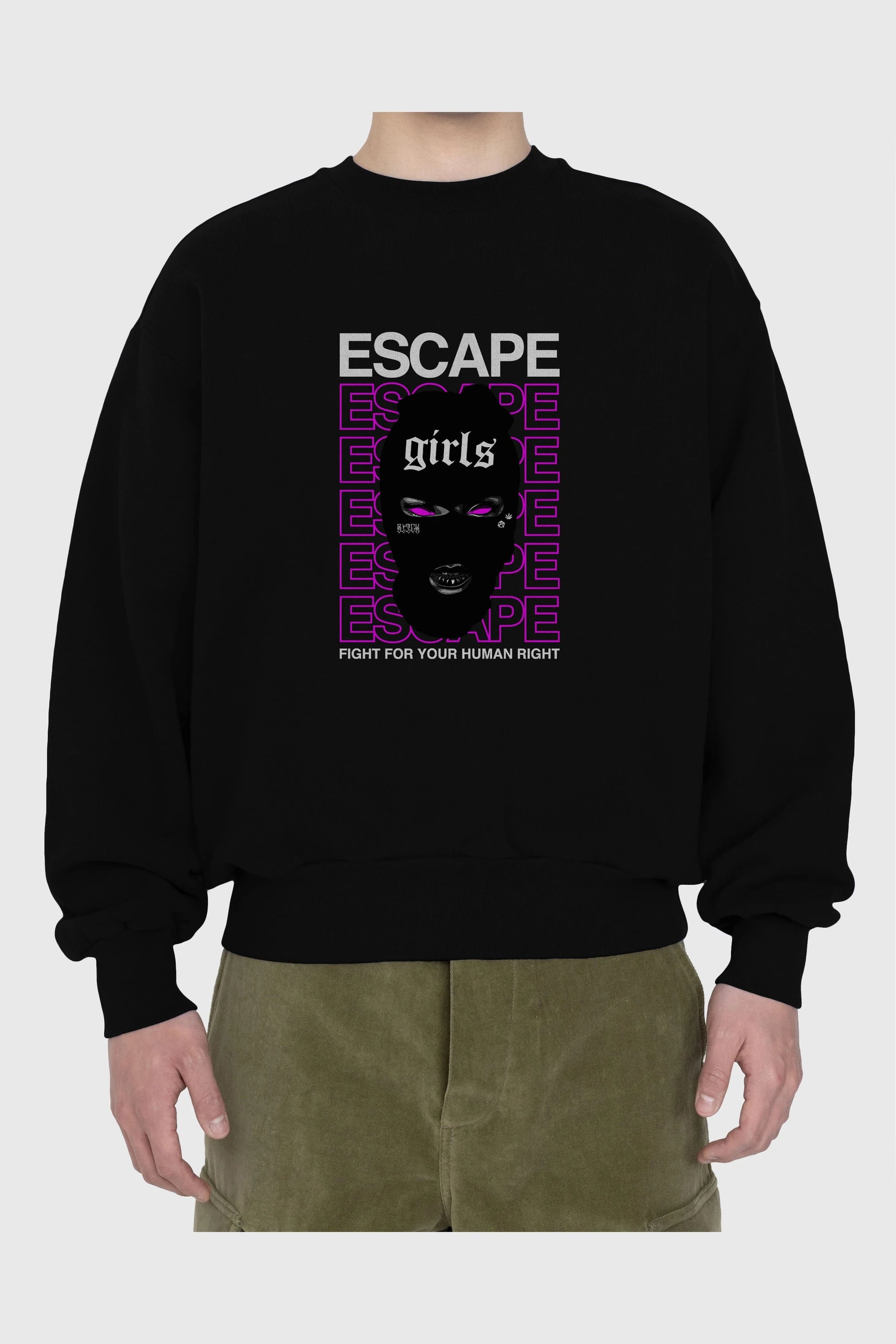 Escape Girl Ön Baskılı Oversize Sweatshirt Erkek Kadın Unisex