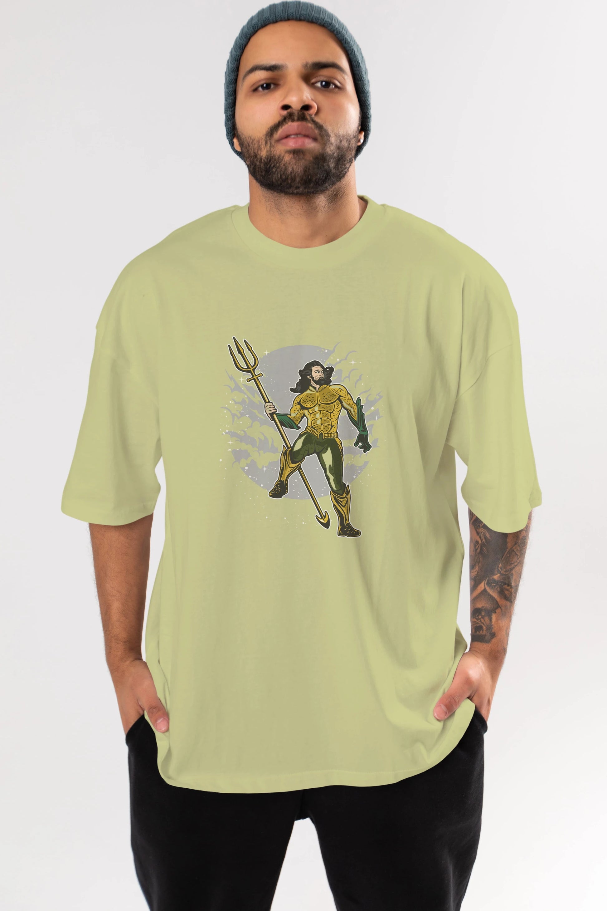 AQUAMAN Ön Baskılı Oversize t-shirt Erkek Kadın Unisex %100 Pamuk tişort