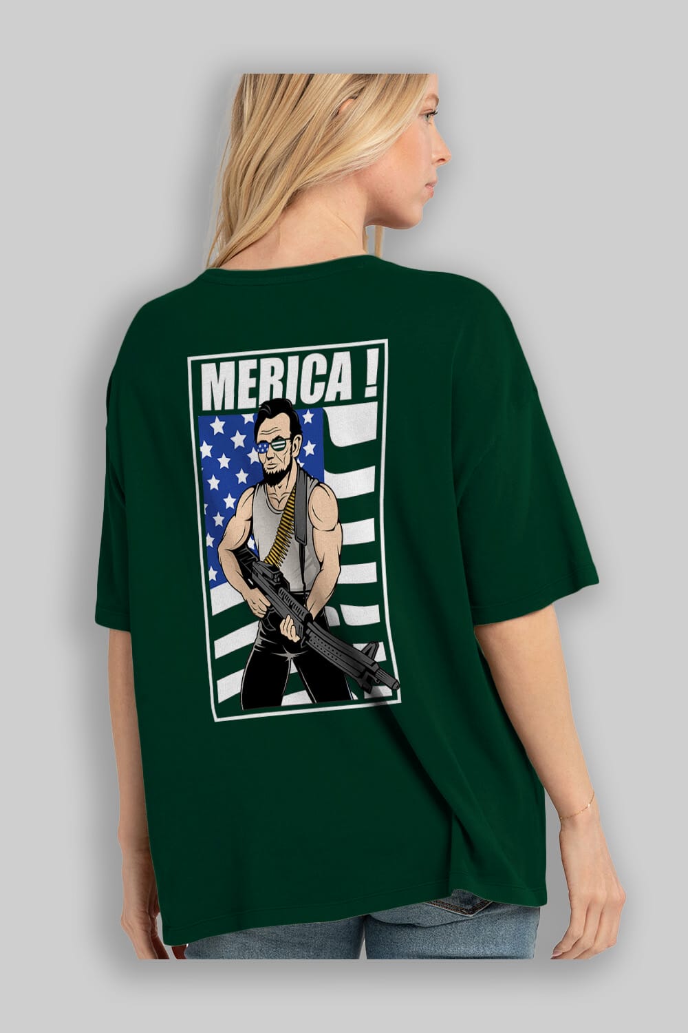 Lincoln Rambo Arka Baskılı Oversize t-shirt Erkek Kadın Unisex %100 Pamuk tişort