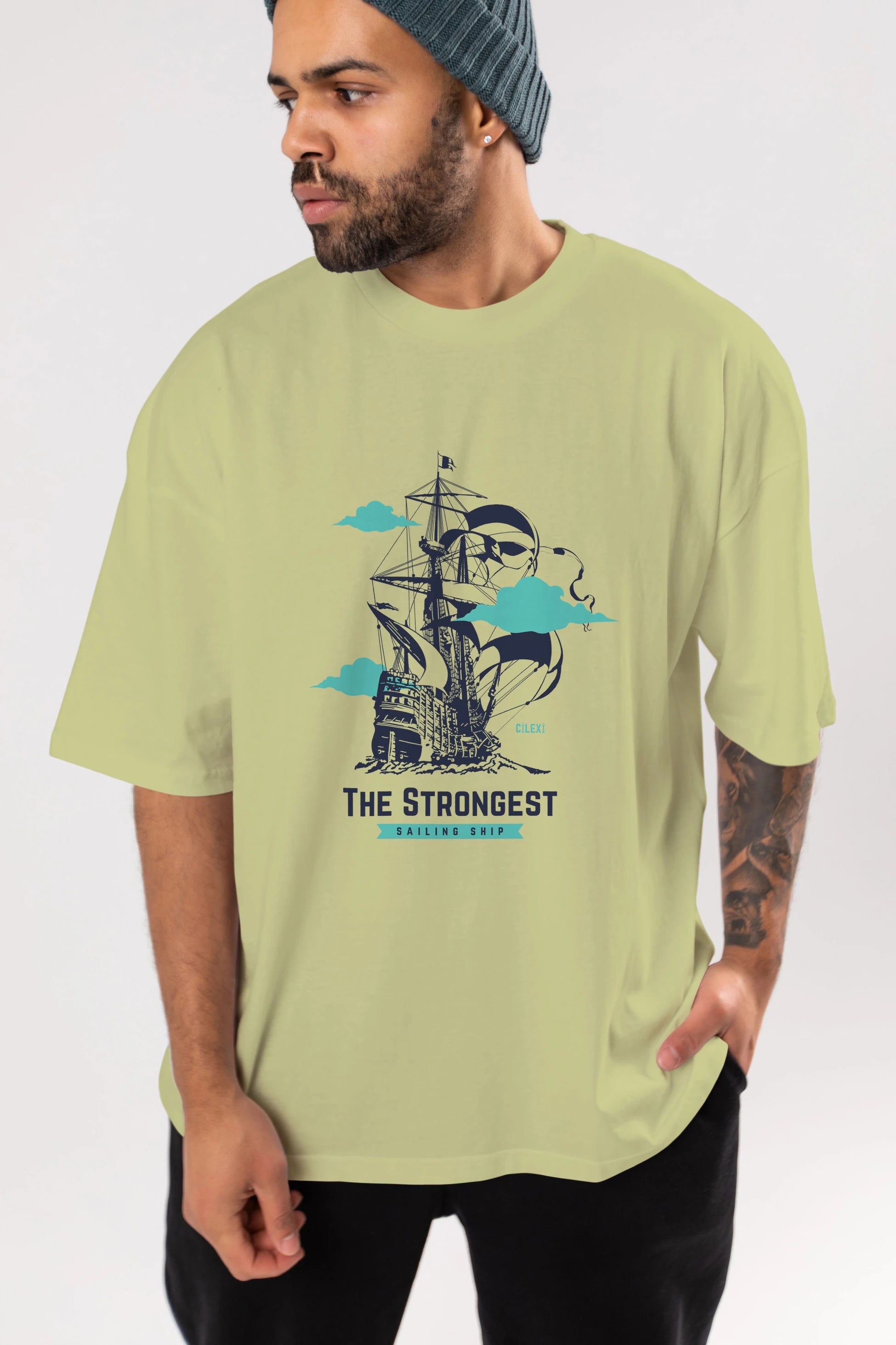 The Strongest Yazılı Ön Baskılı Oversize t-shirt Erkek Kadın Unisex