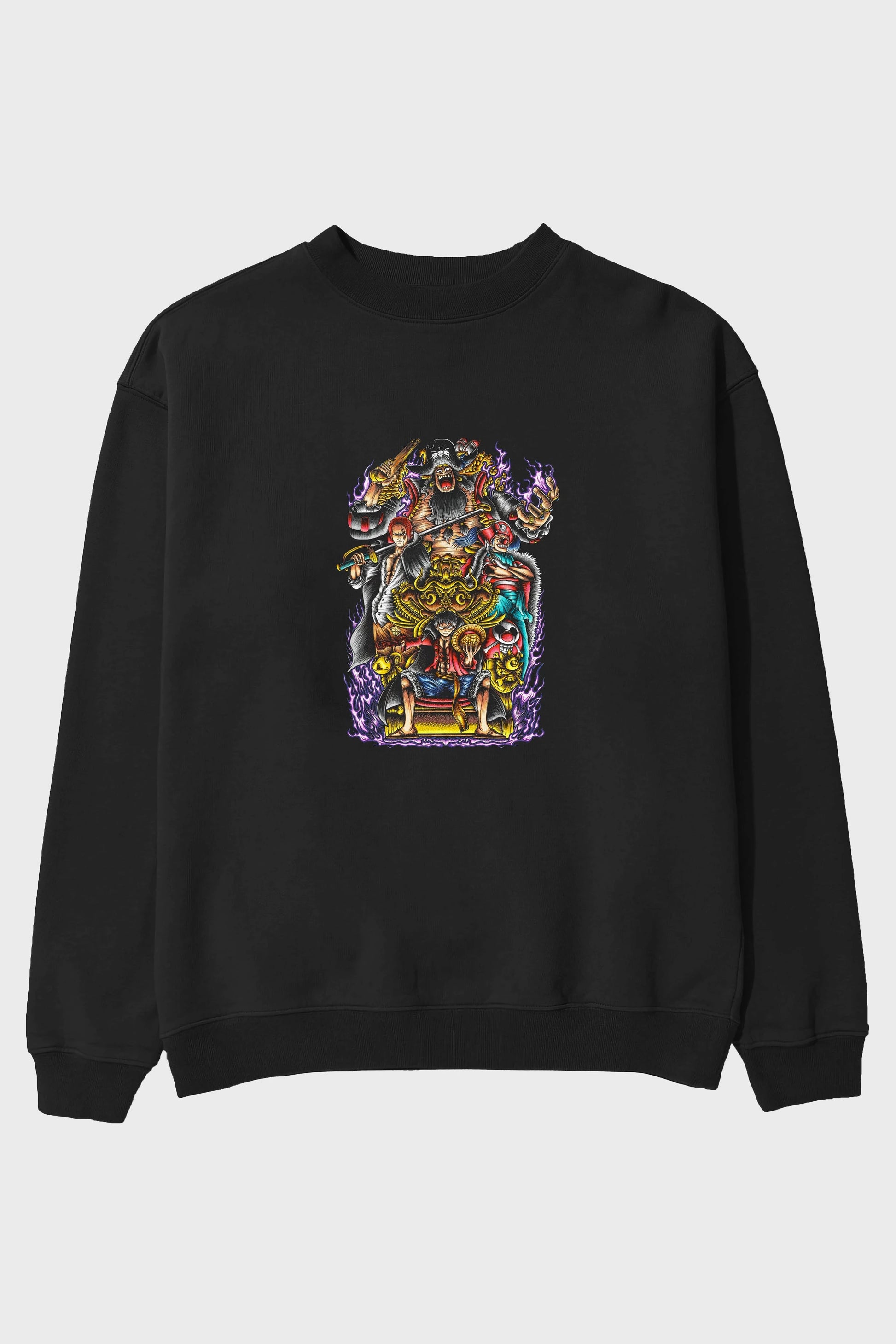 ONE PIECE (8) Anime Ön Baskılı Oversize Sweatshirt Erkek Kadın Unisex