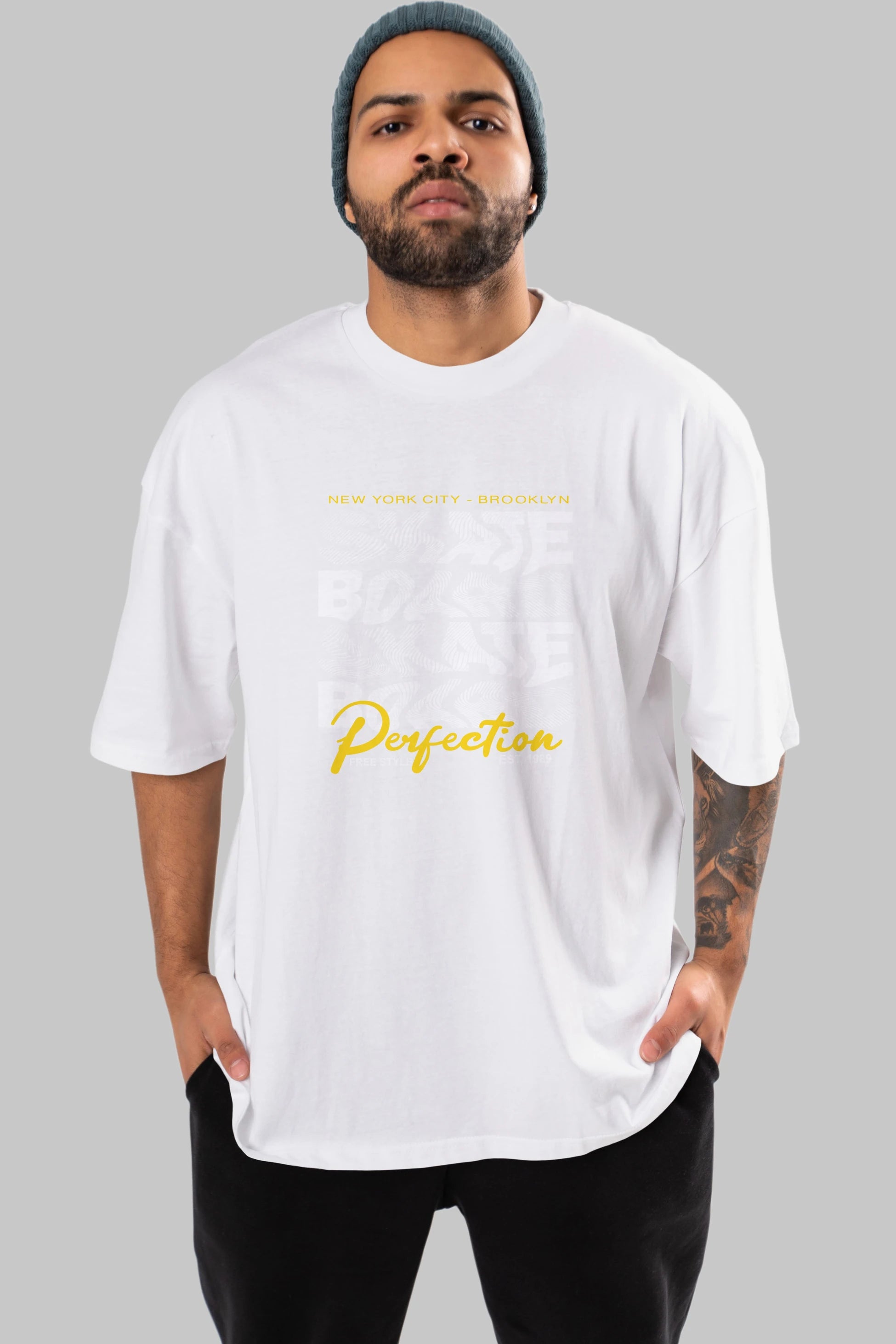 New York City and Brooklyn Ön Baskılı Oversize t-shirt Erkek Kadın Unisex