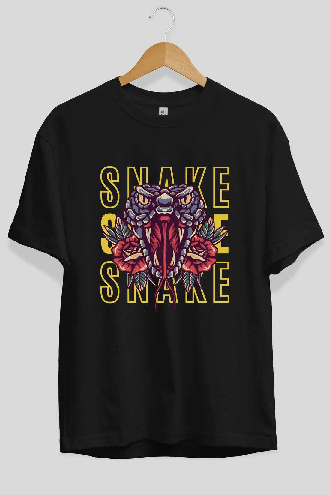 Snake Ön Baskılı Oversize t-shirt Erkek Kadın Unisex