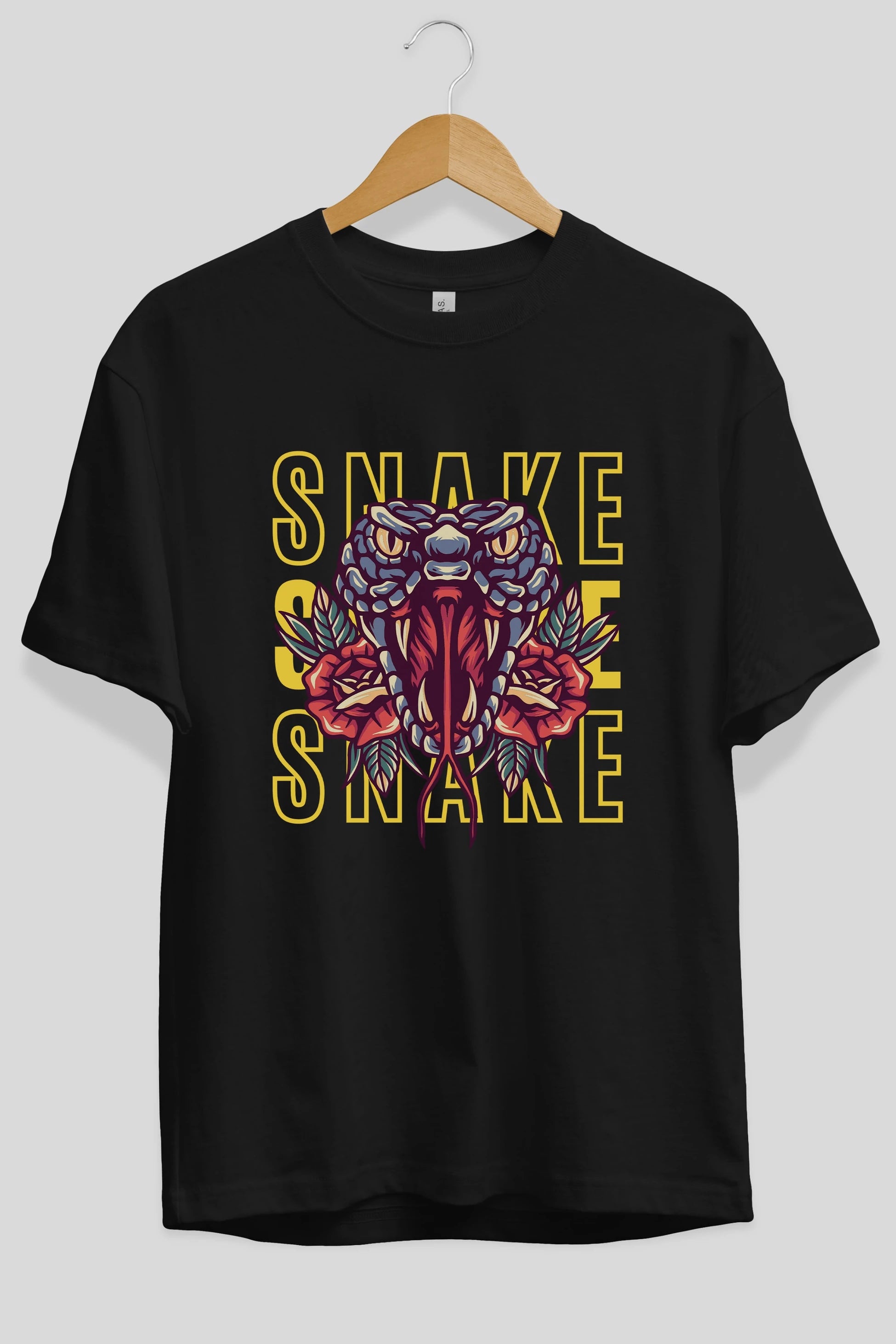 Snake Ön Baskılı Oversize t-shirt Erkek Kadın Unisex