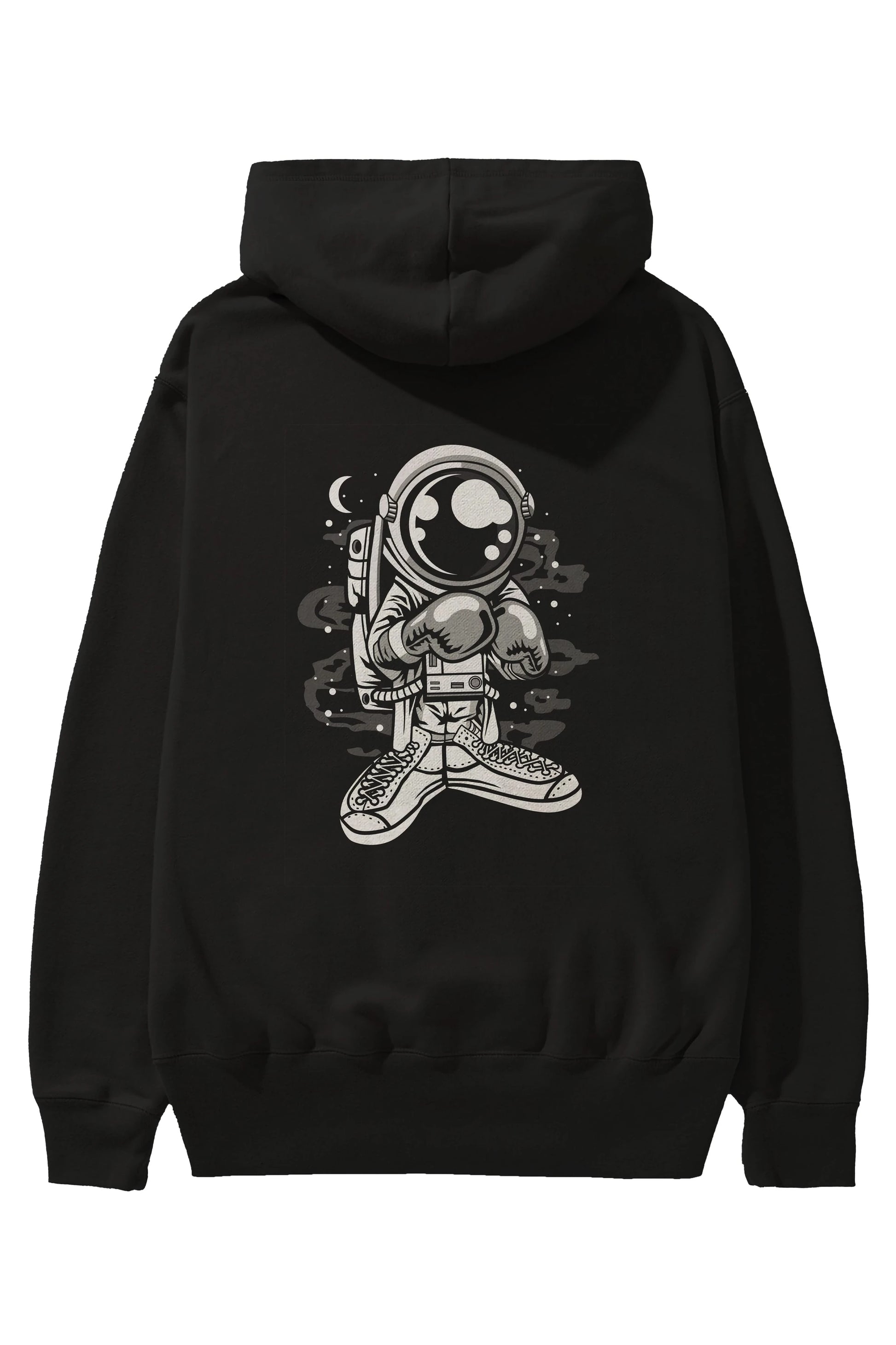 Astronaut Boxer Arka Baskılı Hoodie Oversize Kapüşonlu Sweatshirt Erkek Kadın Unisex
