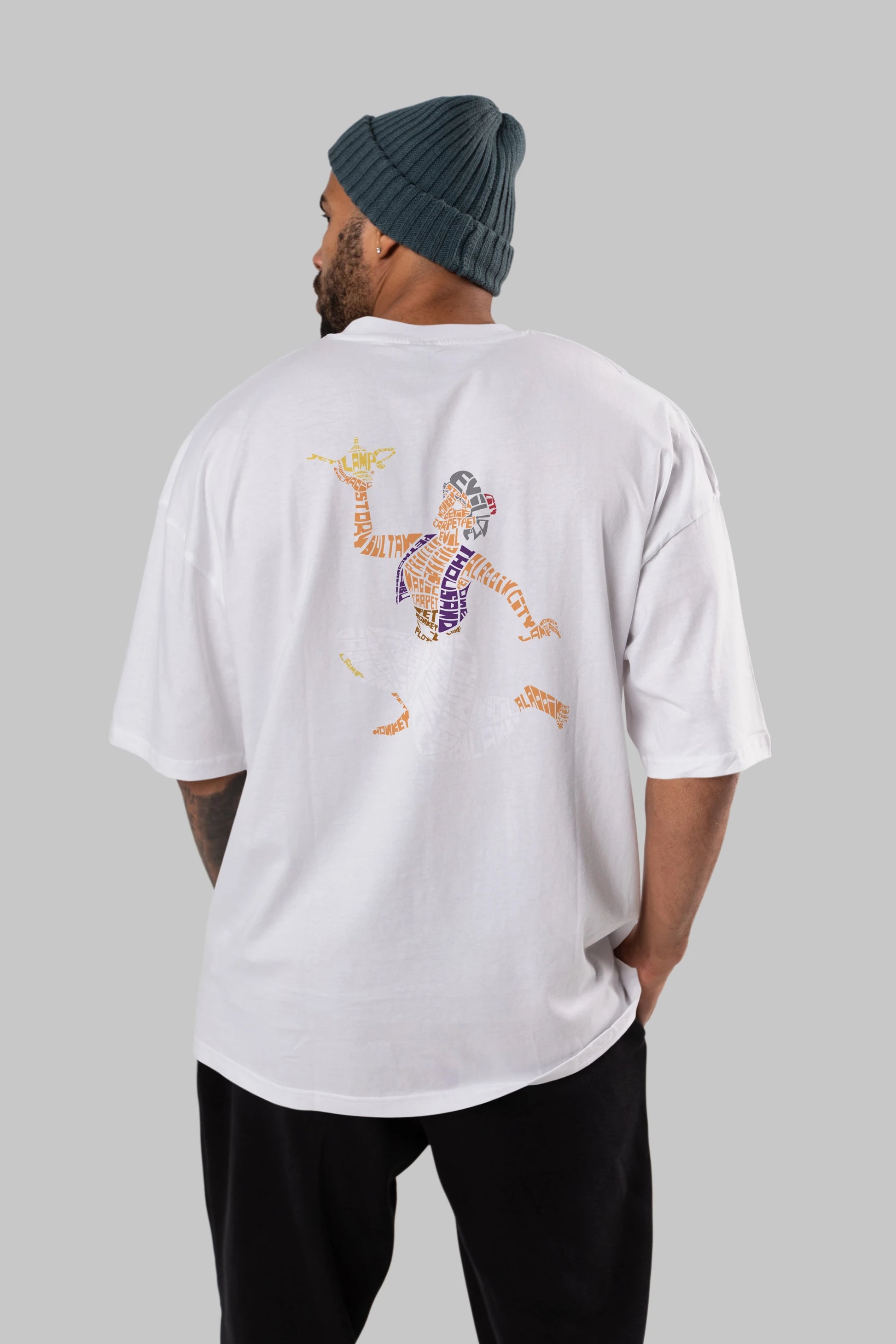 Aladdin Arka Baskılı Oversize t-shirt %100 pamuk Erkek Kadın Unisex