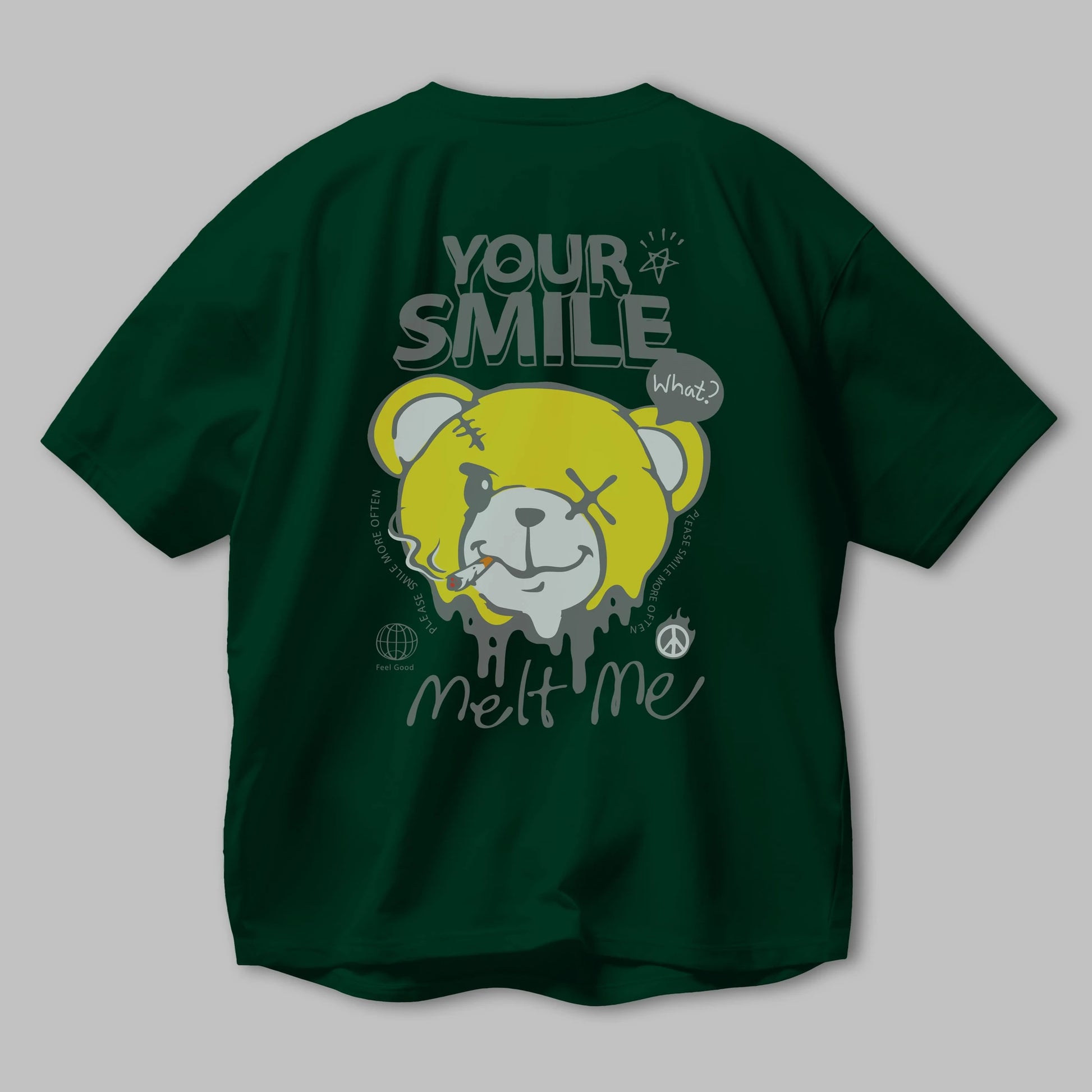 Your Smile Bear Arka Baskılı Oversize t-shirt Erkek Kadın Unisex