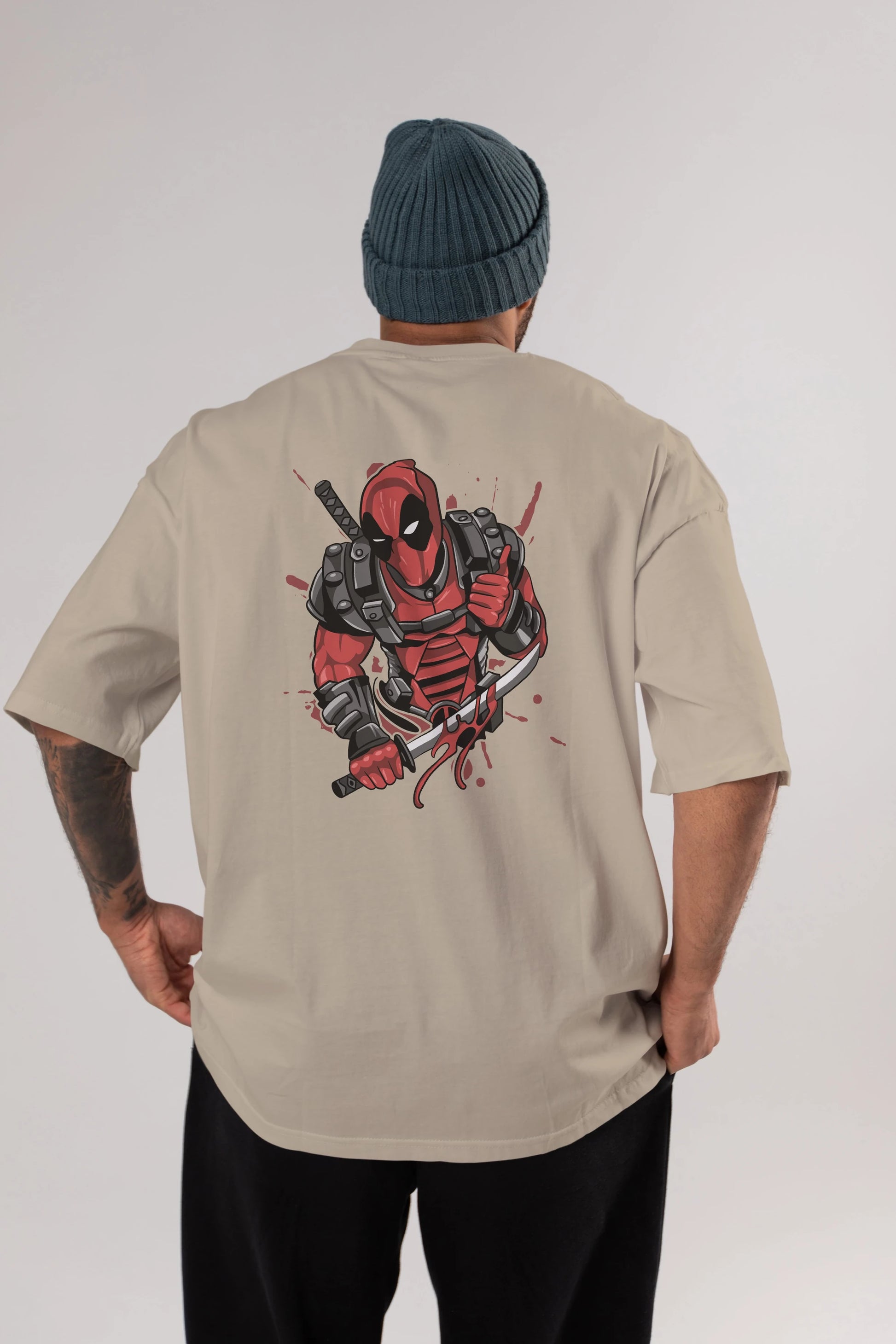 Deadpool (12) Arka Baskılı Oversize t-shirt Erkek Kadın Unisex %100 Pamuk Bisiklet Yaka tişort