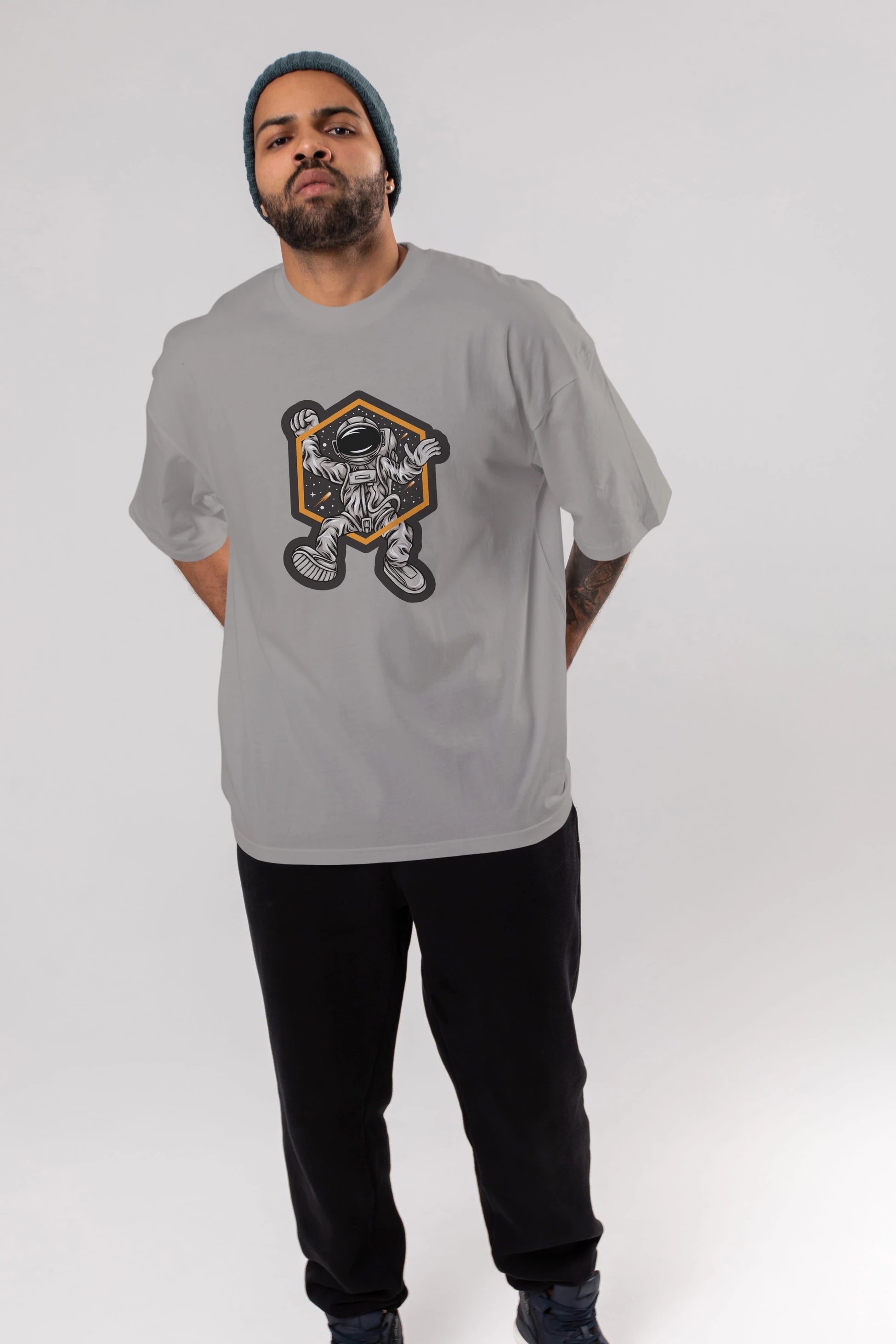 Astrofun Sticker Ön Baskılı Oversize t-shirt Erkek Kadın Unisex