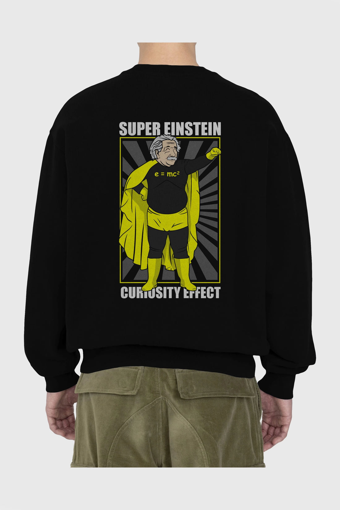 Super Einsten Arka Baskılı Oversize Sweatshirt Erkek Kadın Unisex