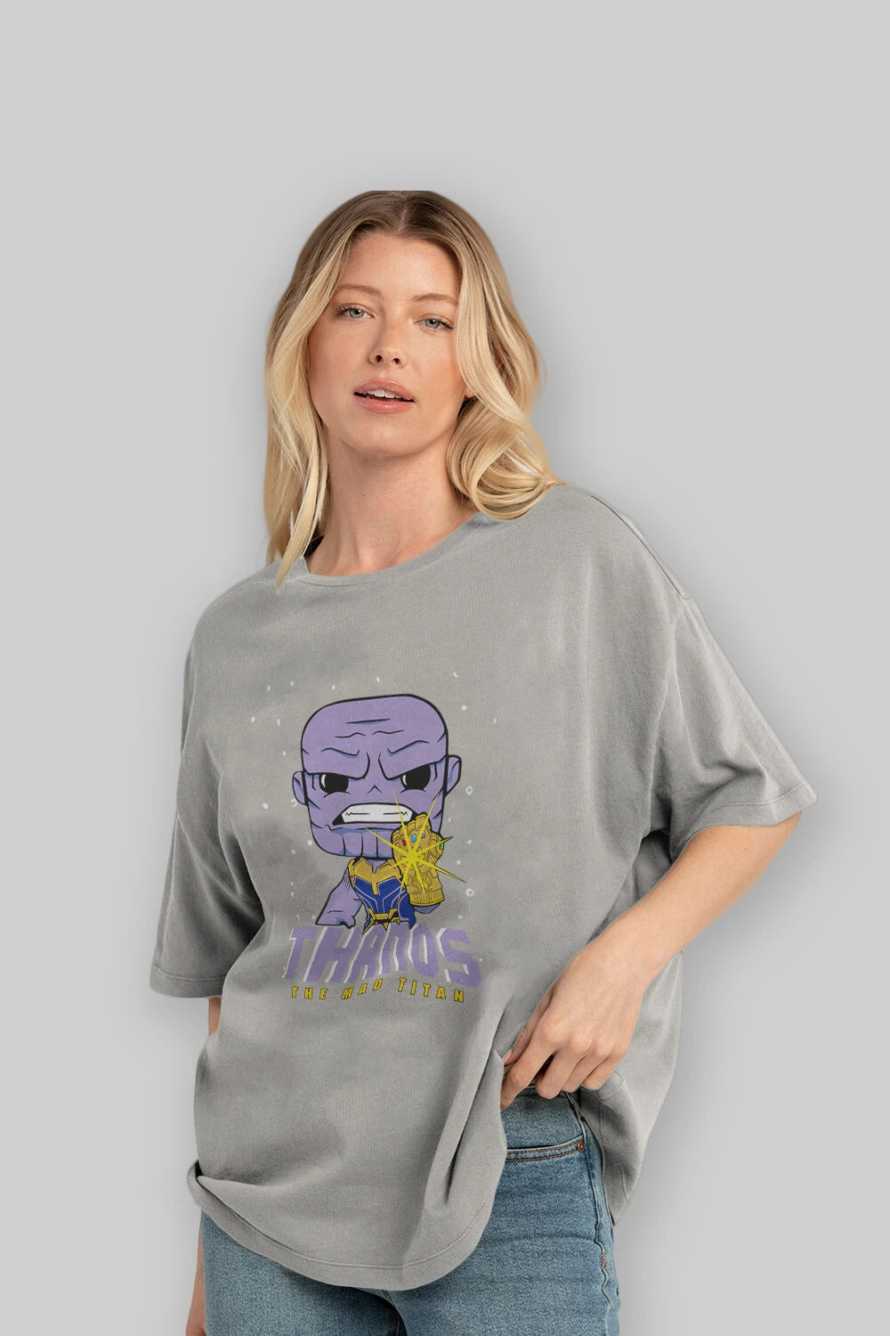 Thanos (1) Ön Baskılı Oversize t-shirt Erkek Kadın Unisex %100 Pamuk Bisiklet Yaka tişort