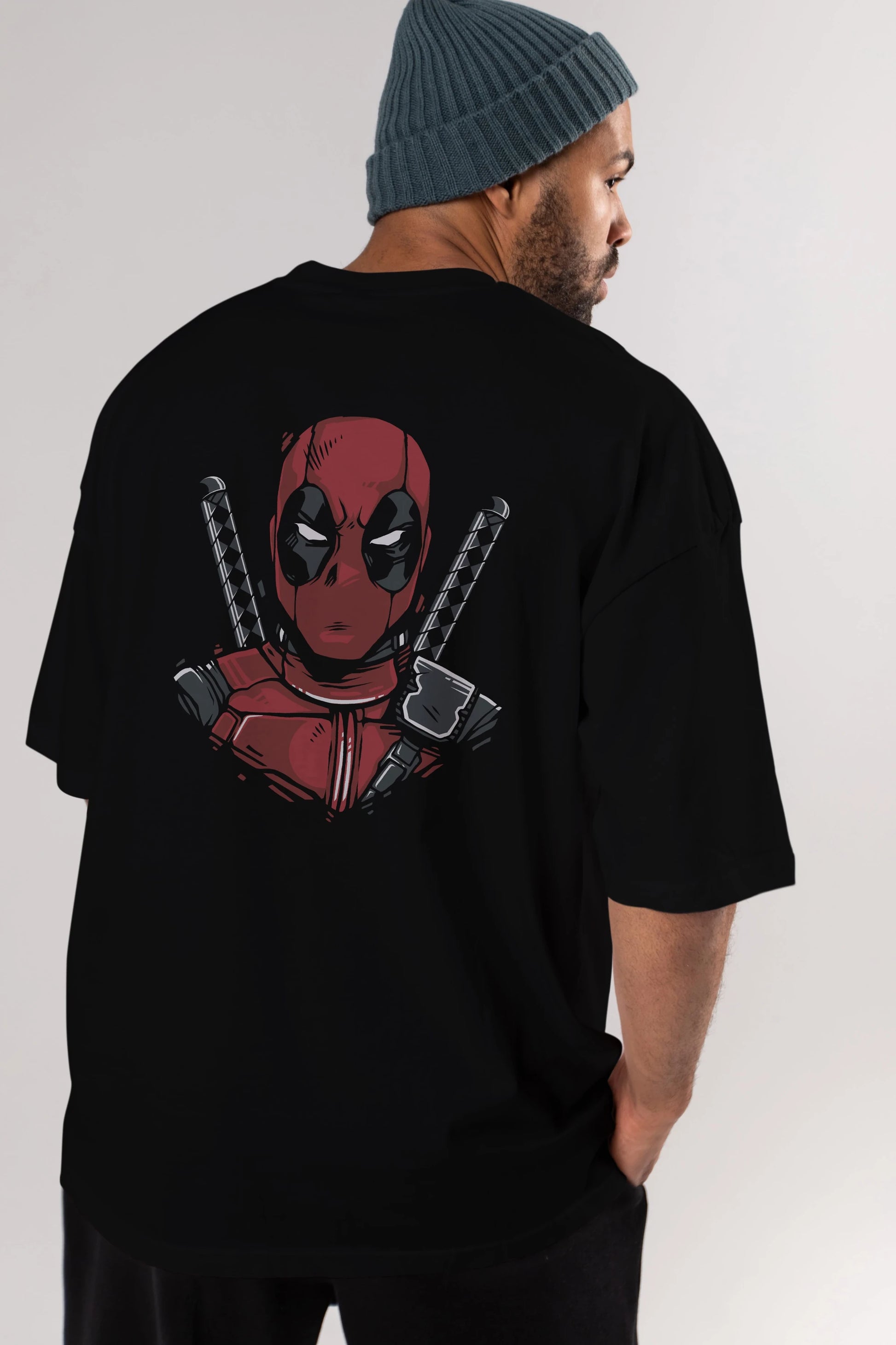 Deadpool (4) Arka Baskılı Oversize t-shirt Erkek Kadın Unisex %100 Pamuk Bisiklet Yaka tişort