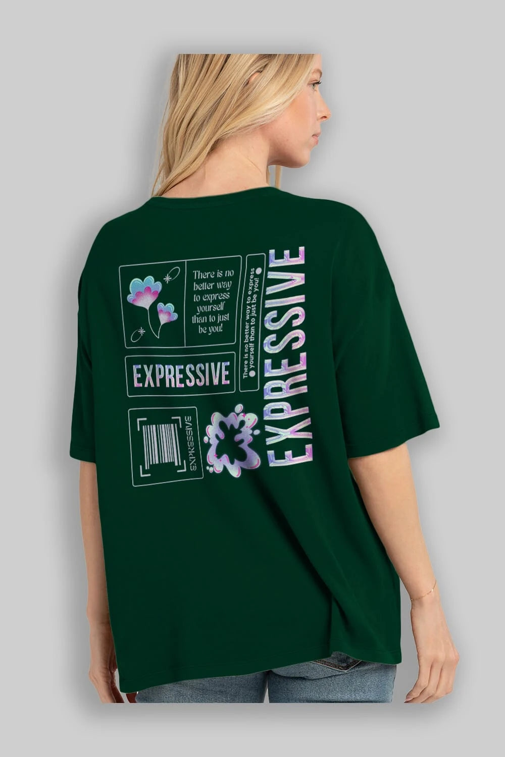 Expressive Streetwear Arka Baskılı Oversize t-shirt Erkek Kadın Unisex