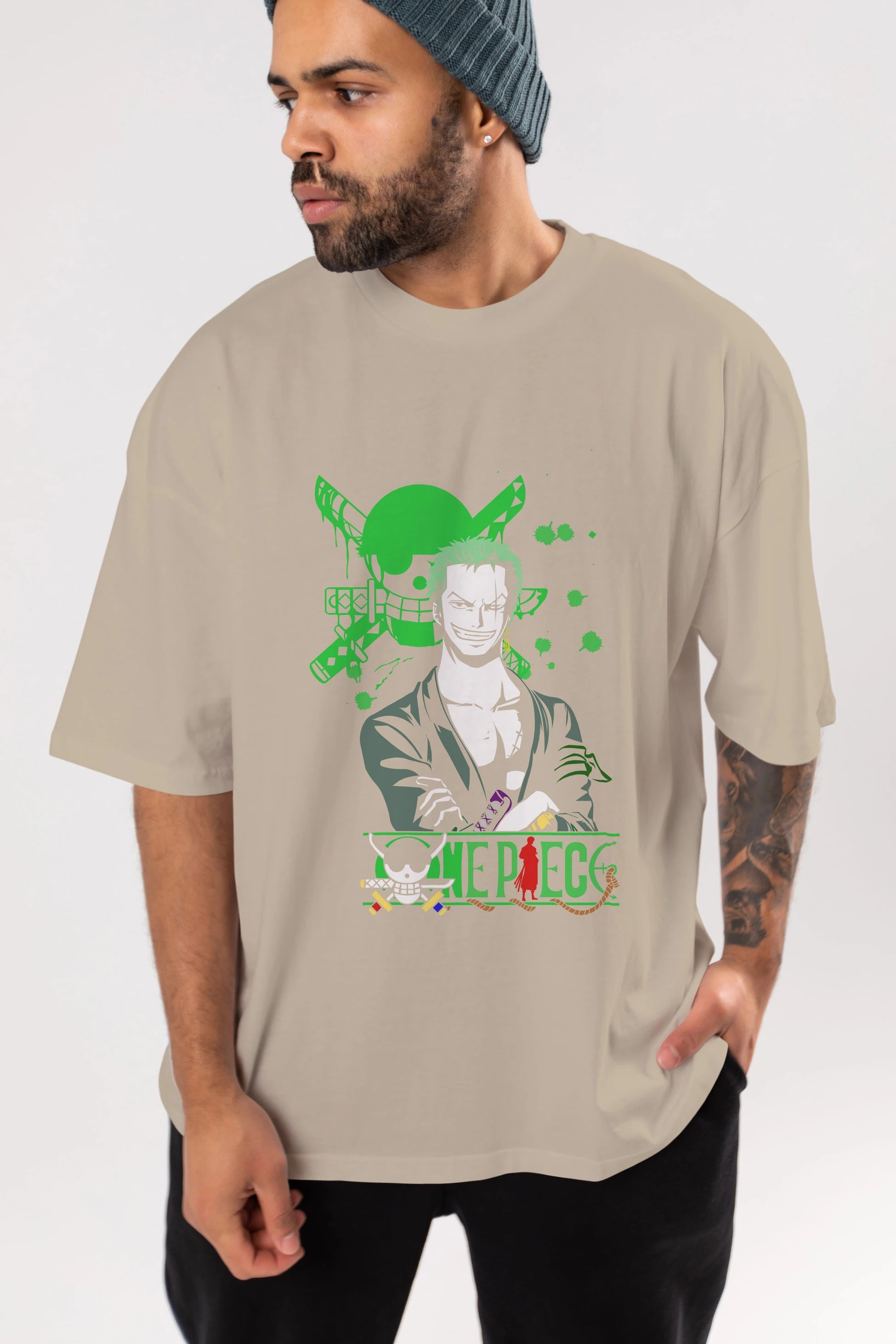 Roronoa Zoro 2 Anime Ön Baskılı Oversize t-shirt Erkek Kadın Unisex