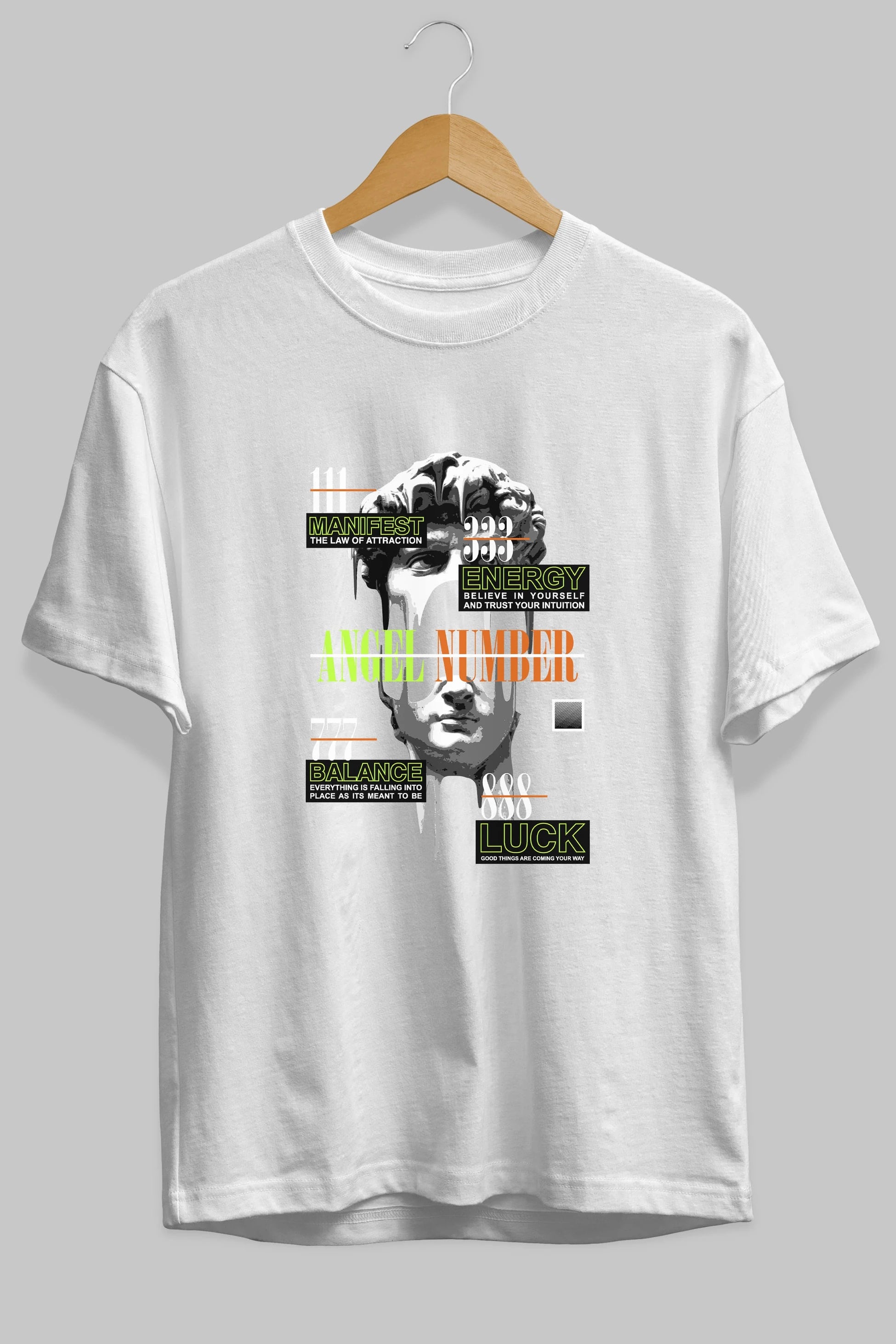 Angel Number Ön Baskılı Oversize t-shirt Erkek Kadın Unisex