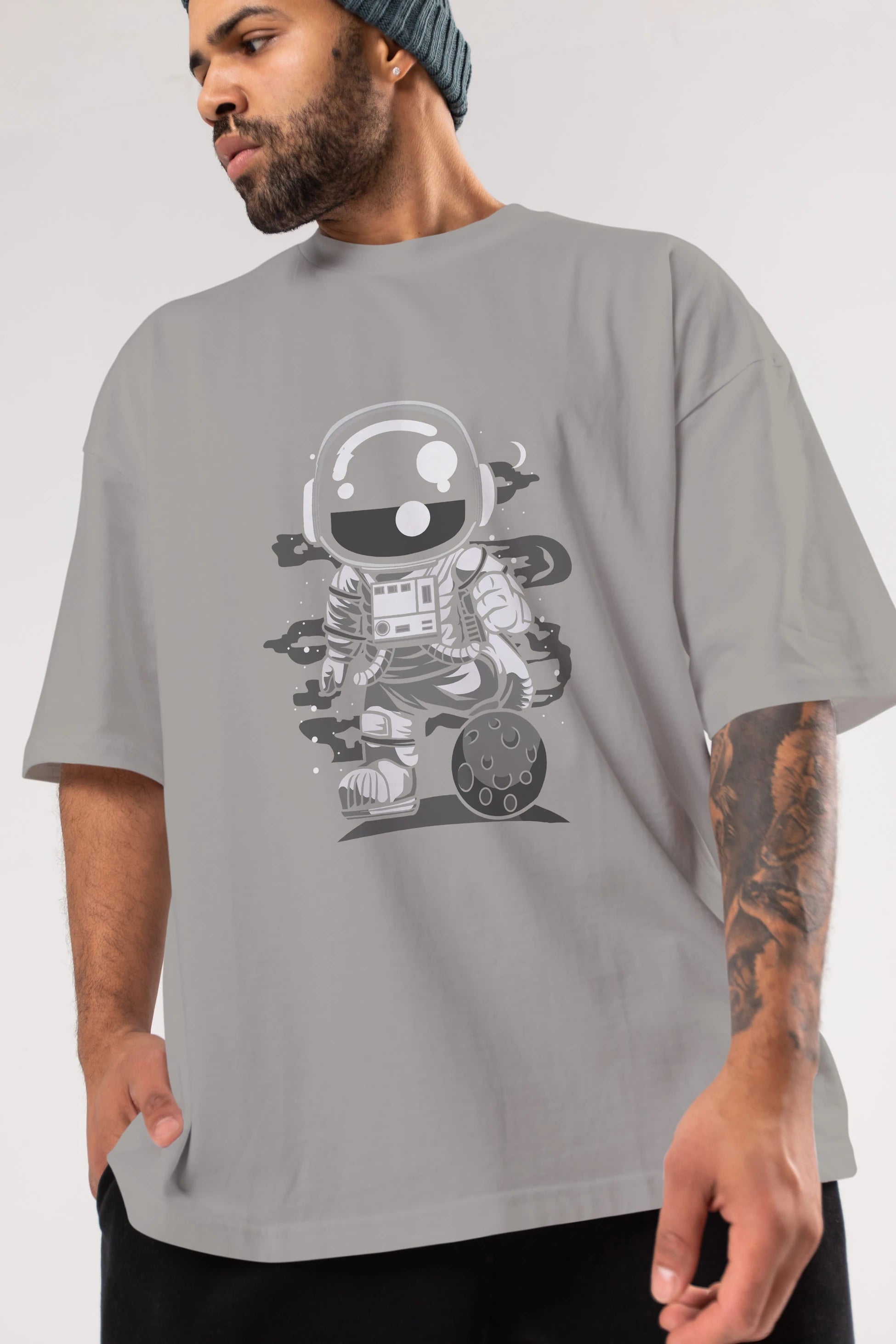 Astronaut Soccer Ön Baskılı Oversize t-shirt Erkek Kadın Unisex