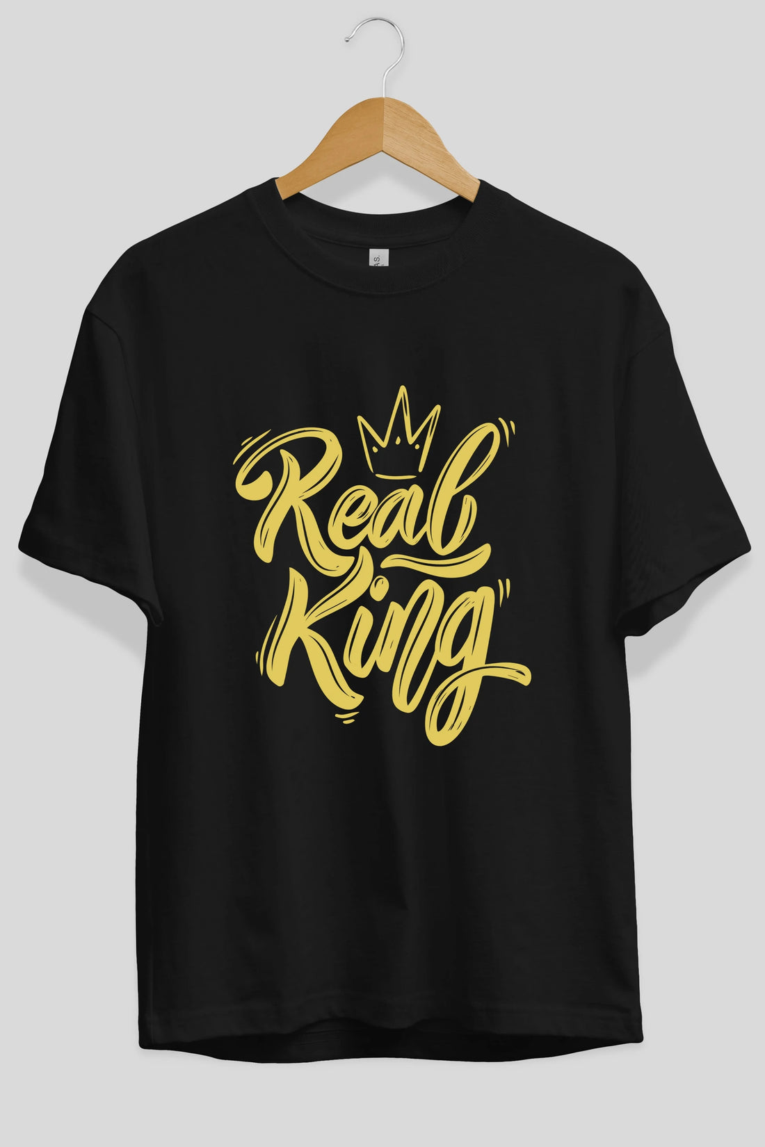 Real King Yazılı Ön Baskılı Oversize t-shirt Erkek Kadın Unisex