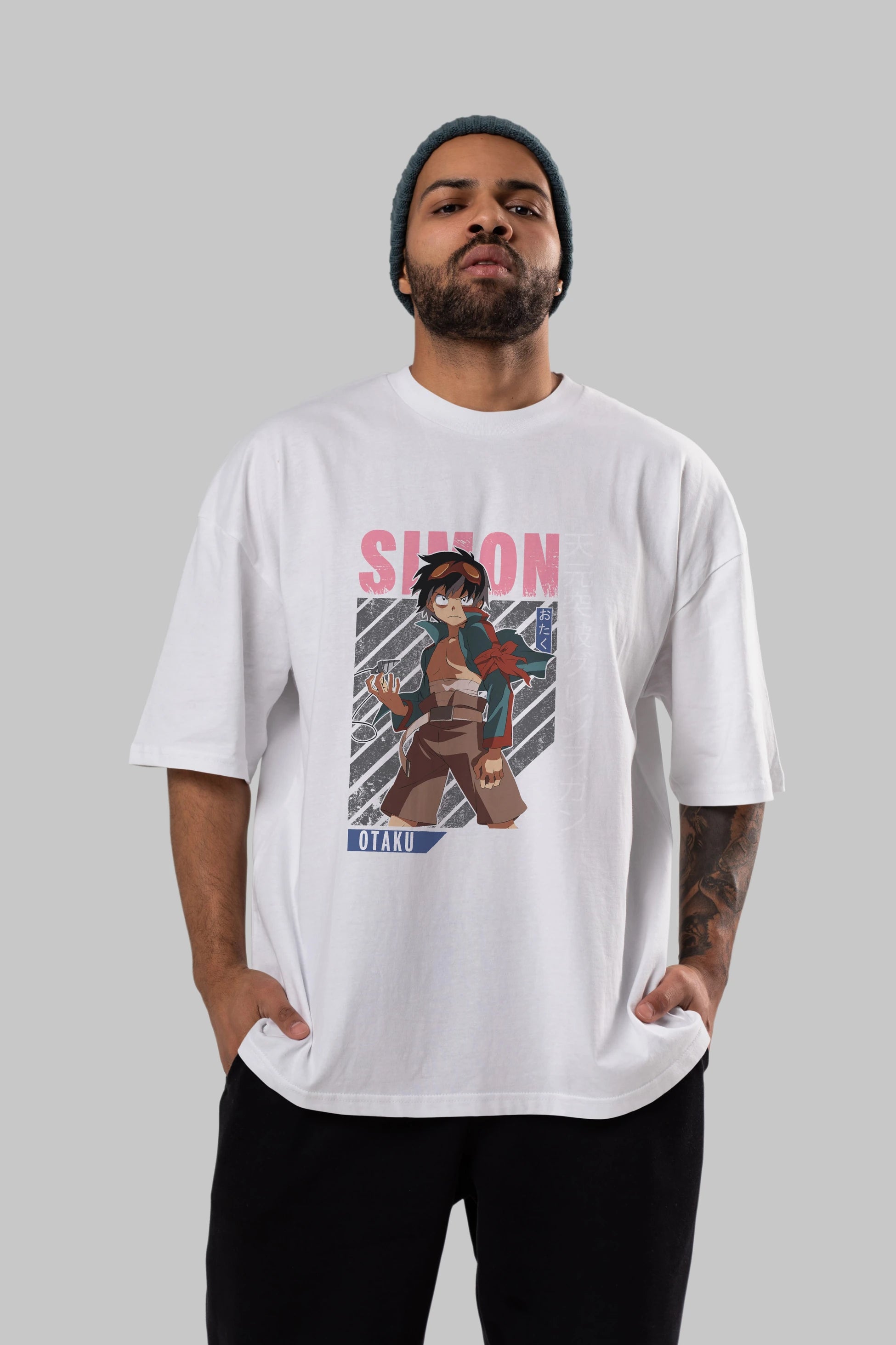 Simon 5 Anime Ön Baskılı Oversize t-shirt %100 pamuk Erkek Kadın Unisex