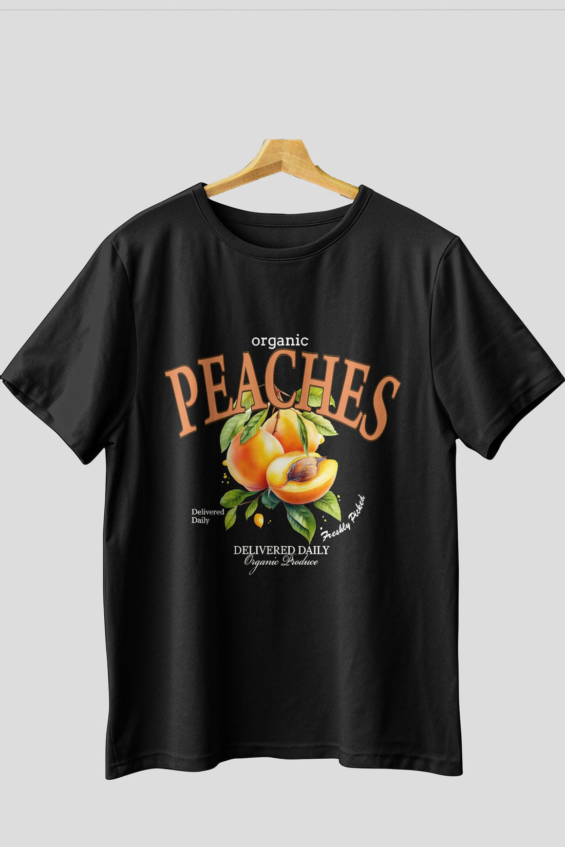 Peaches Ön Baskılı Oversize t-shirt Erkek Kadın Pamuk Bisiklet Yaka tişort