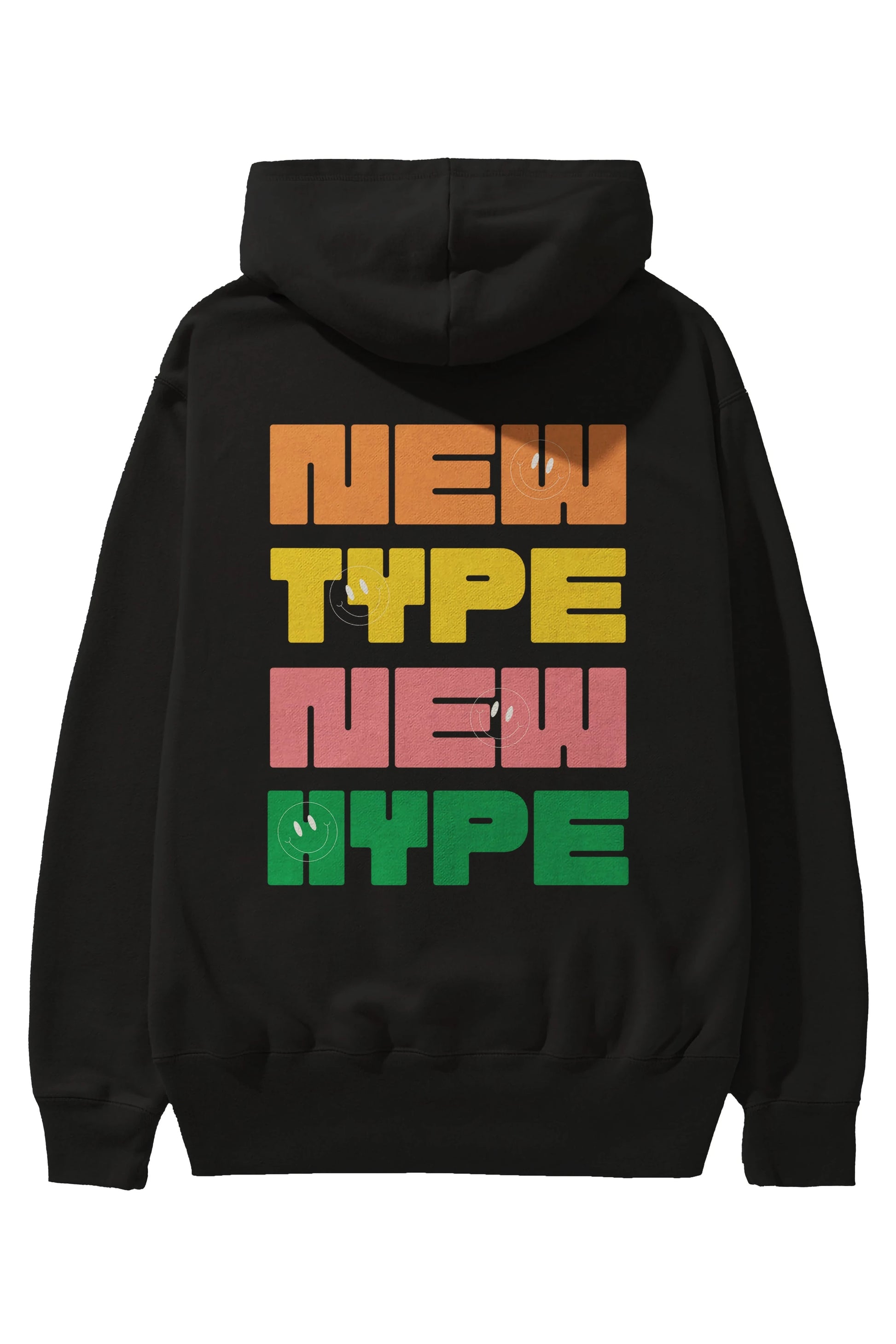 New Type New Hype Yazılı Arka Baskılı Oversize Hoodie Kapüşonlu Sweatshirt Erkek Kadın Unisex