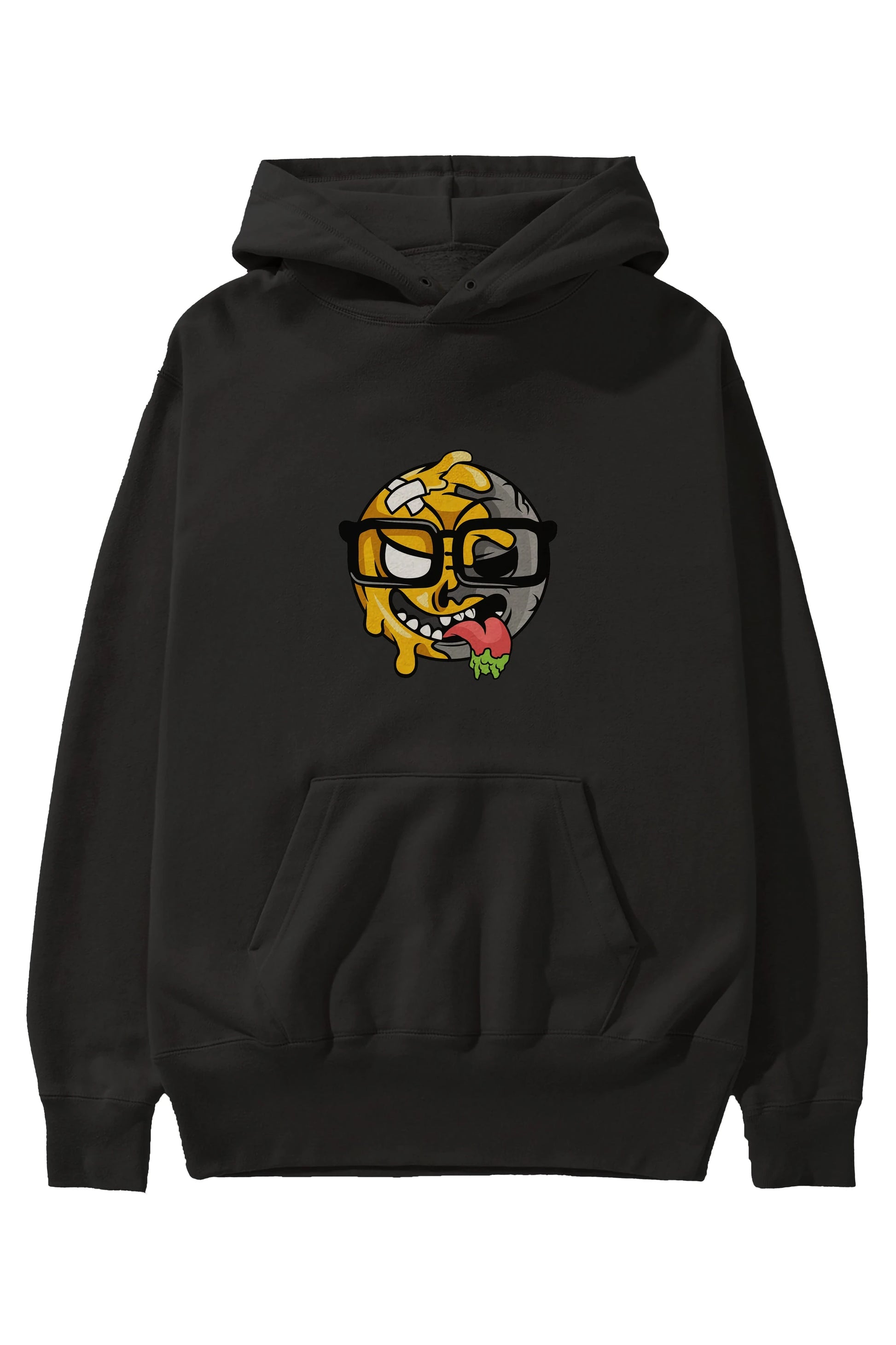 Smiley Nerd Ön Baskılı Hoodie Oversize Kapüşonlu Sweatshirt Erkek Kadın Unisex
