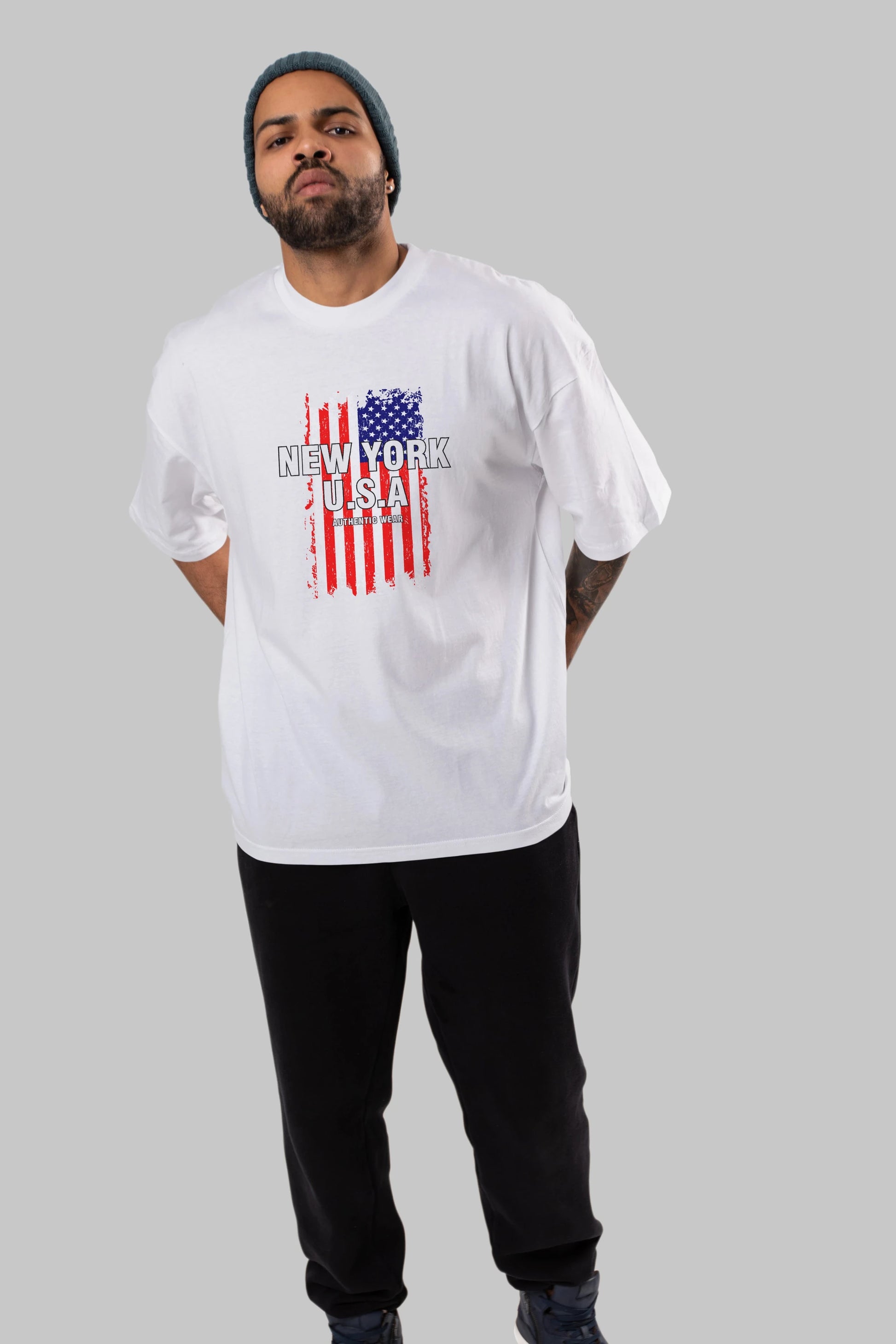 New York Usa Ön Baskılı Oversize t-shirt Erkek Kadın Unisex