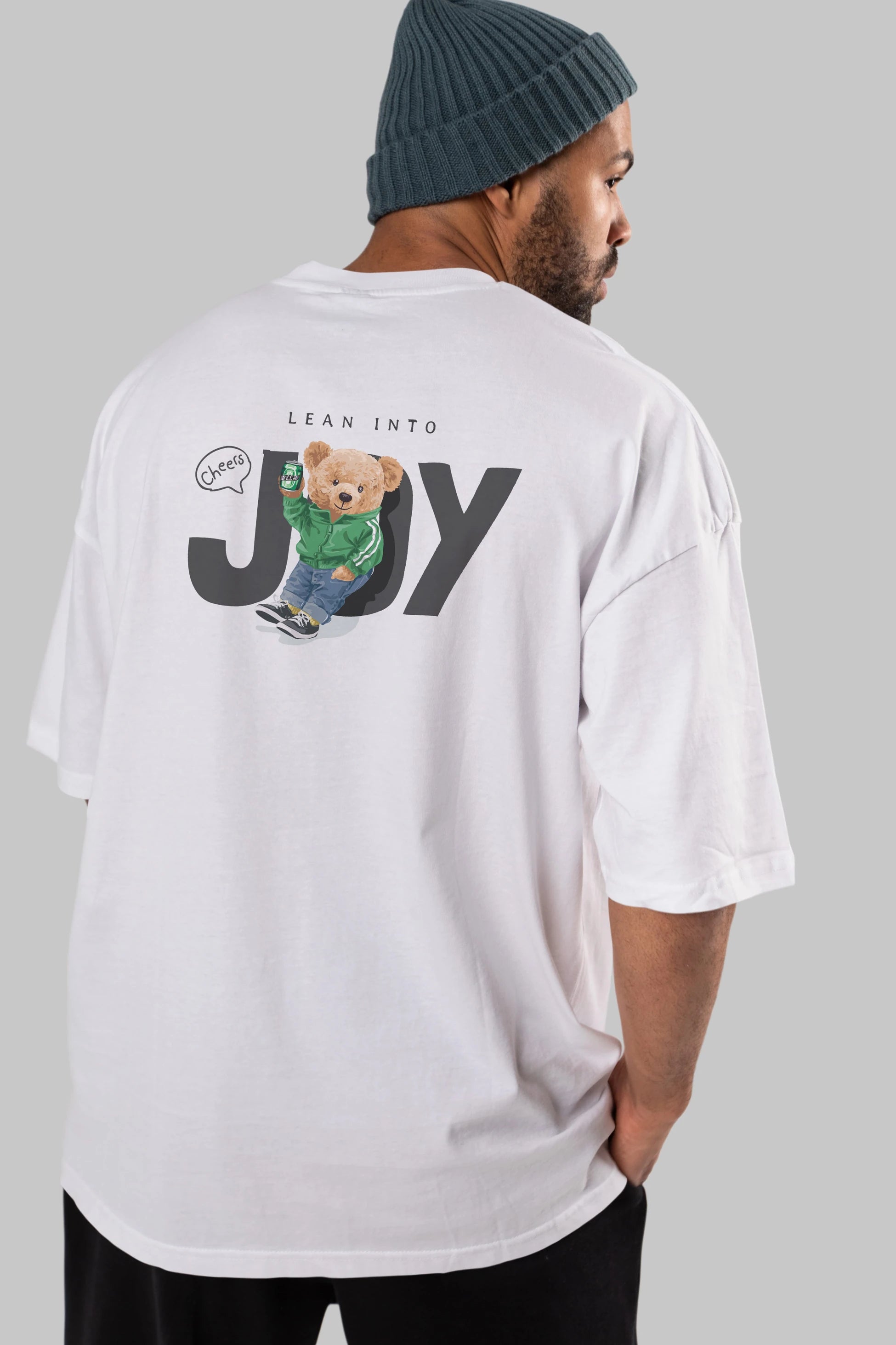 Teddy Bear Joy Arka Baskılı Oversize t-shirt Erkek Kadın Unisex %100 Pamuk
