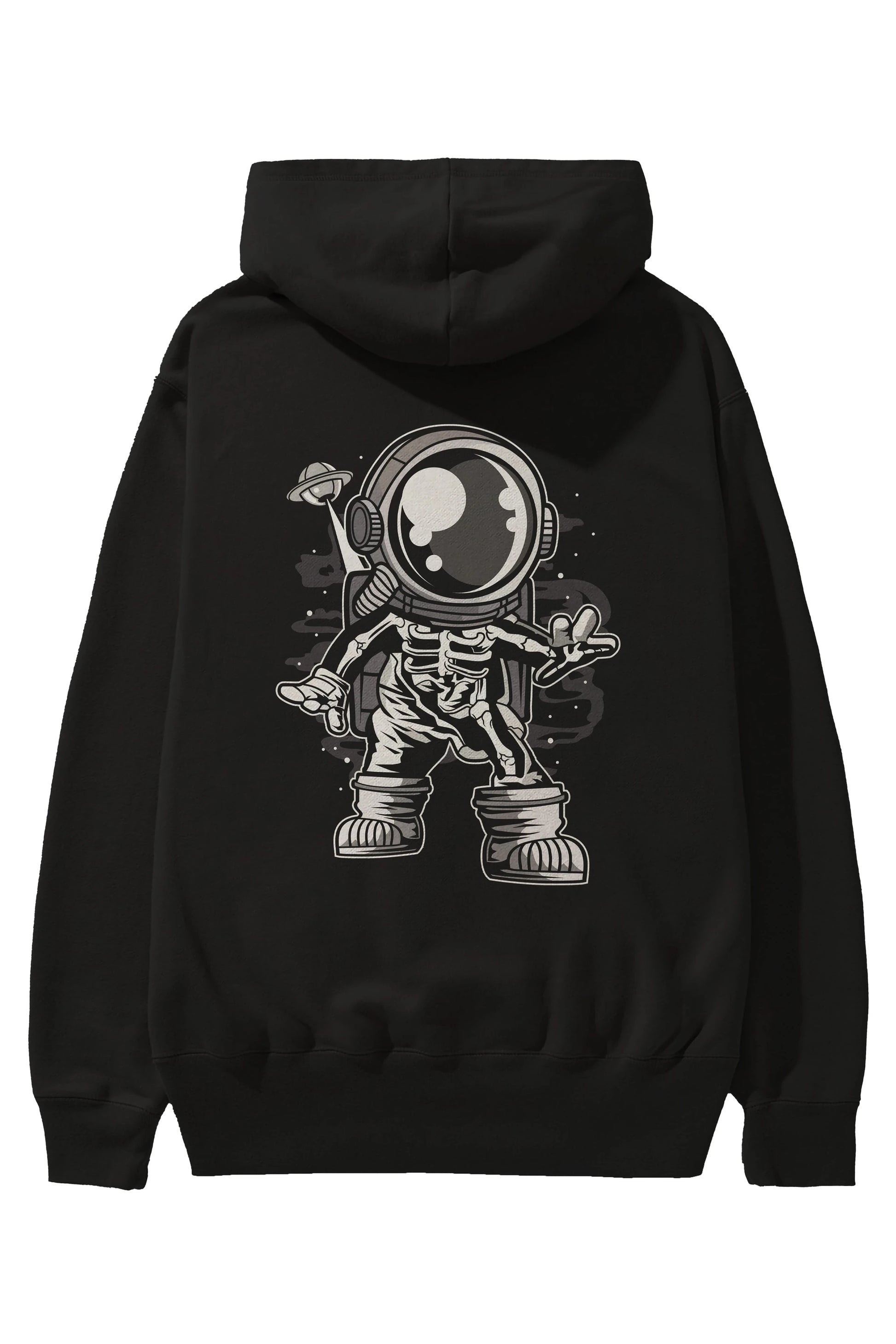Space Skeleton Arka Baskılı Hoodie Oversize Kapüşonlu Sweatshirt Erkek Kadın Unisex