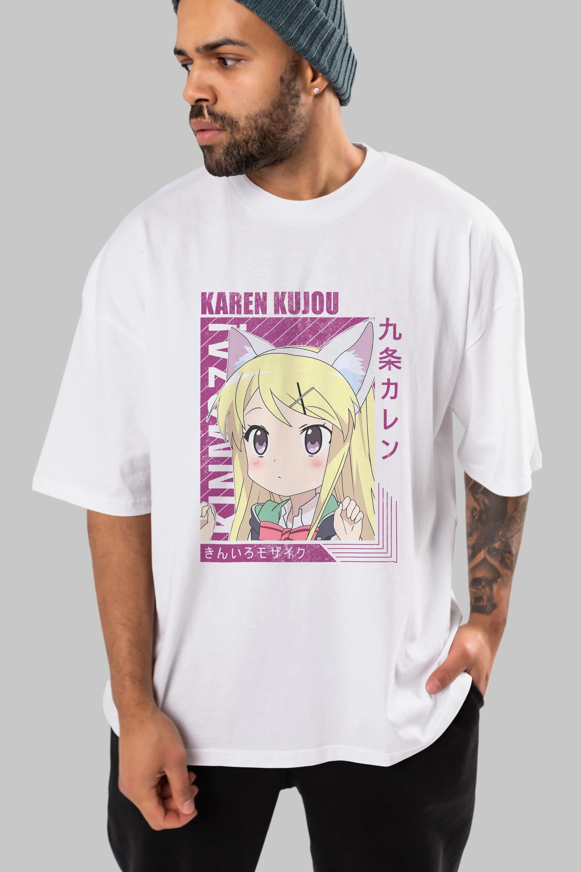 Karen Kujou 4 Anime Ön Baskılı Oversize t-shirt %100 pamuk Erkek Kadın Unisex