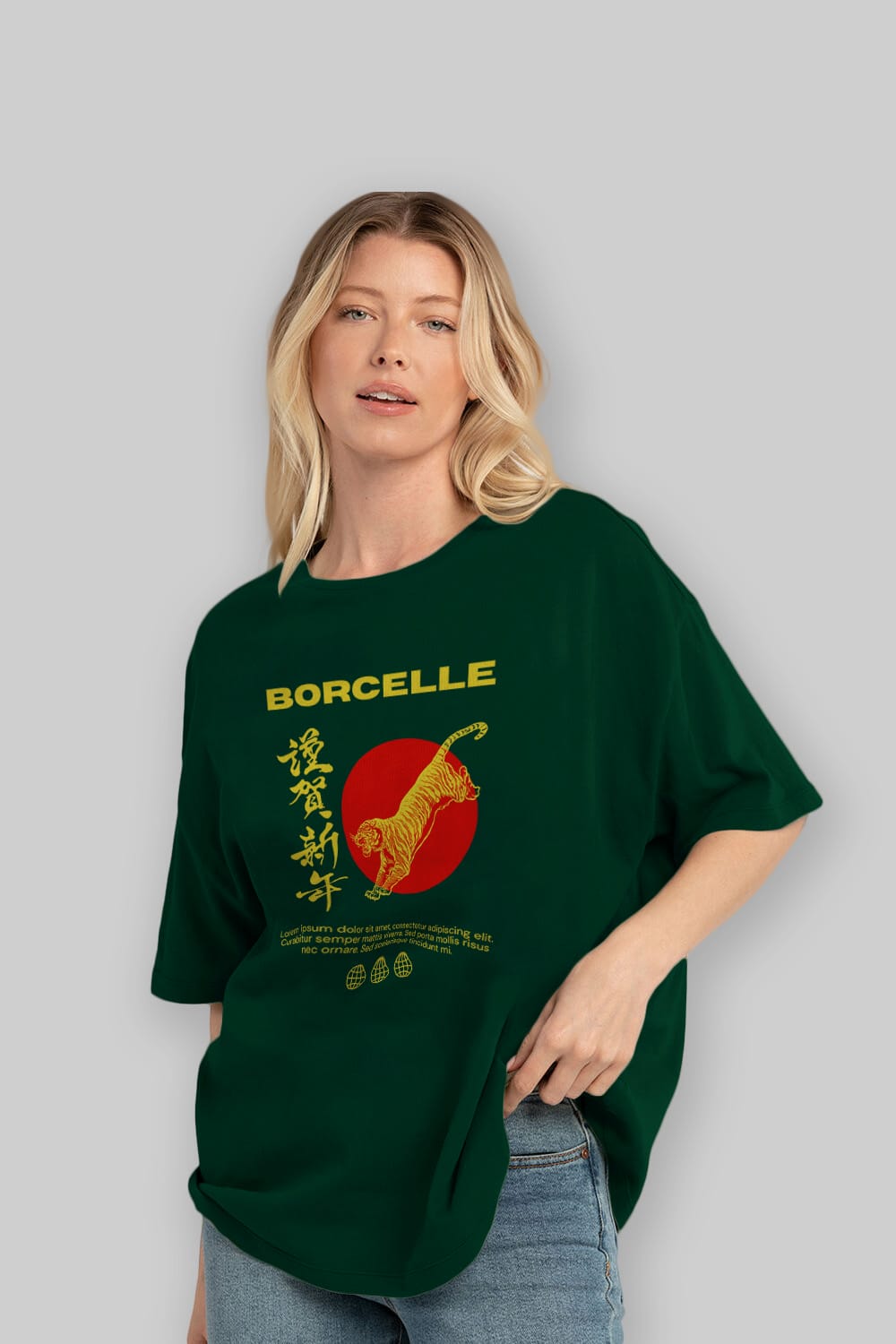 Borcelle Tiger Streetwear Ön Baskılı Oversize t-shirt Erkek Kadın Unisex
