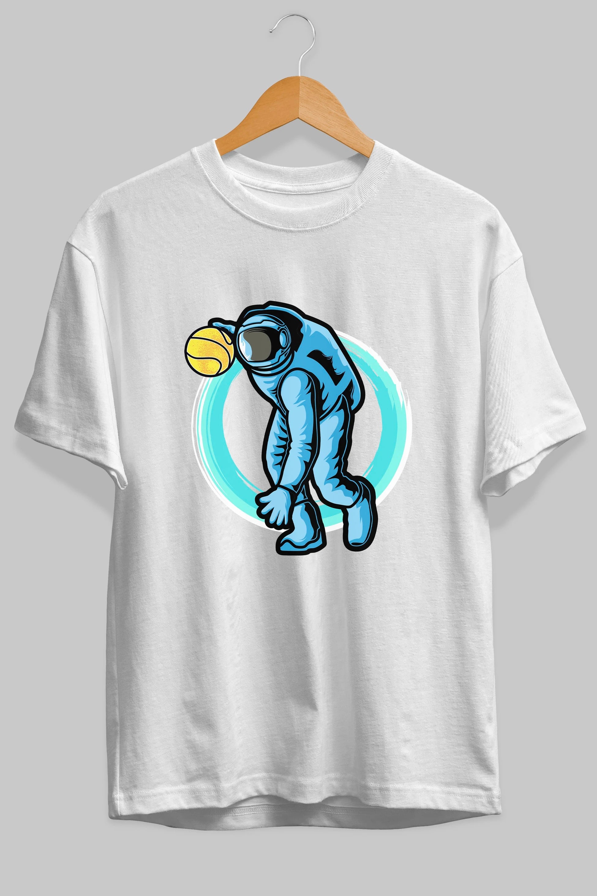 Astronaut Dribble Ön Baskılı Oversize t-shirt Erkek Kadın Unisex