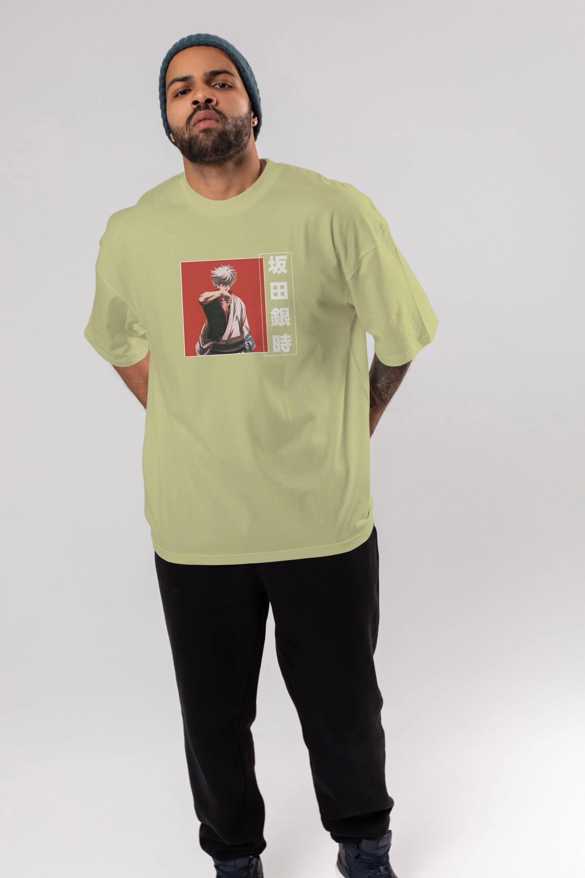 Gintoki Sakata GINTAMA 1 Anime Ön Baskılı Oversize t-shirt %100 pamuk Erkek Kadın Unisex