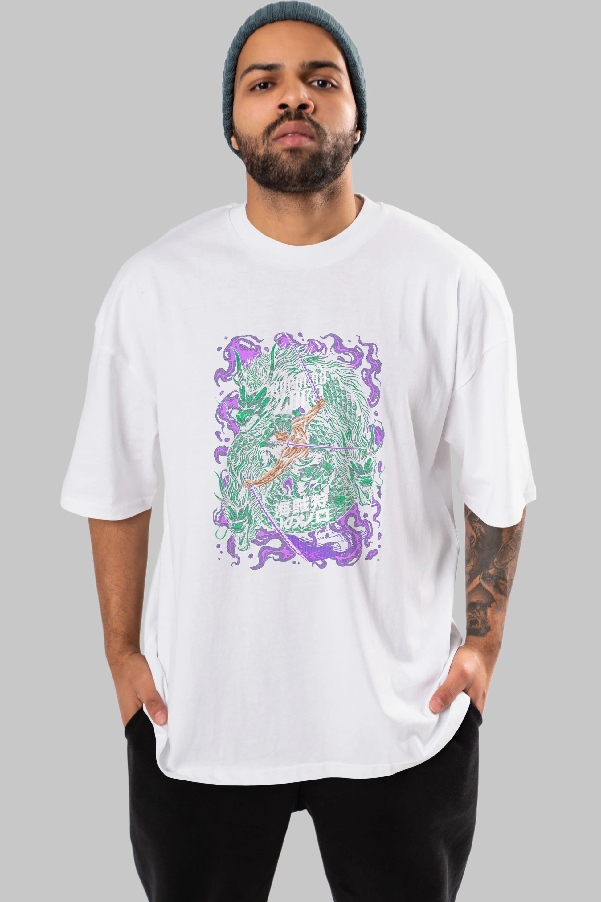RORONOA ZORO 5 Anime Ön Baskılı Oversize t-shirt %100 pamuk Erkek Kadın Unisex