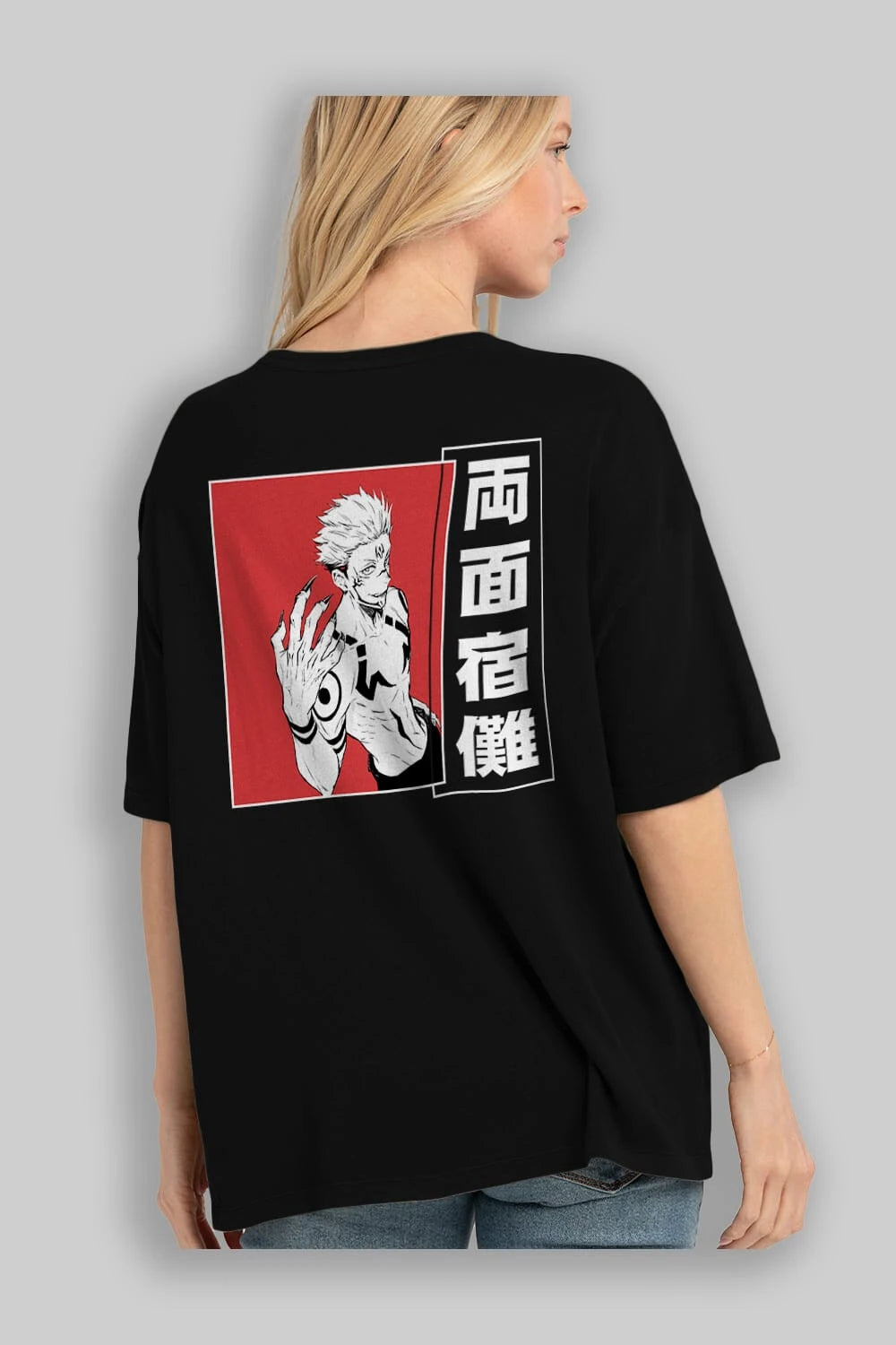 Sukuna Ryoumen 2 Anime Arka Baskılı Oversize t-shirt Erkek Kadın Unisex