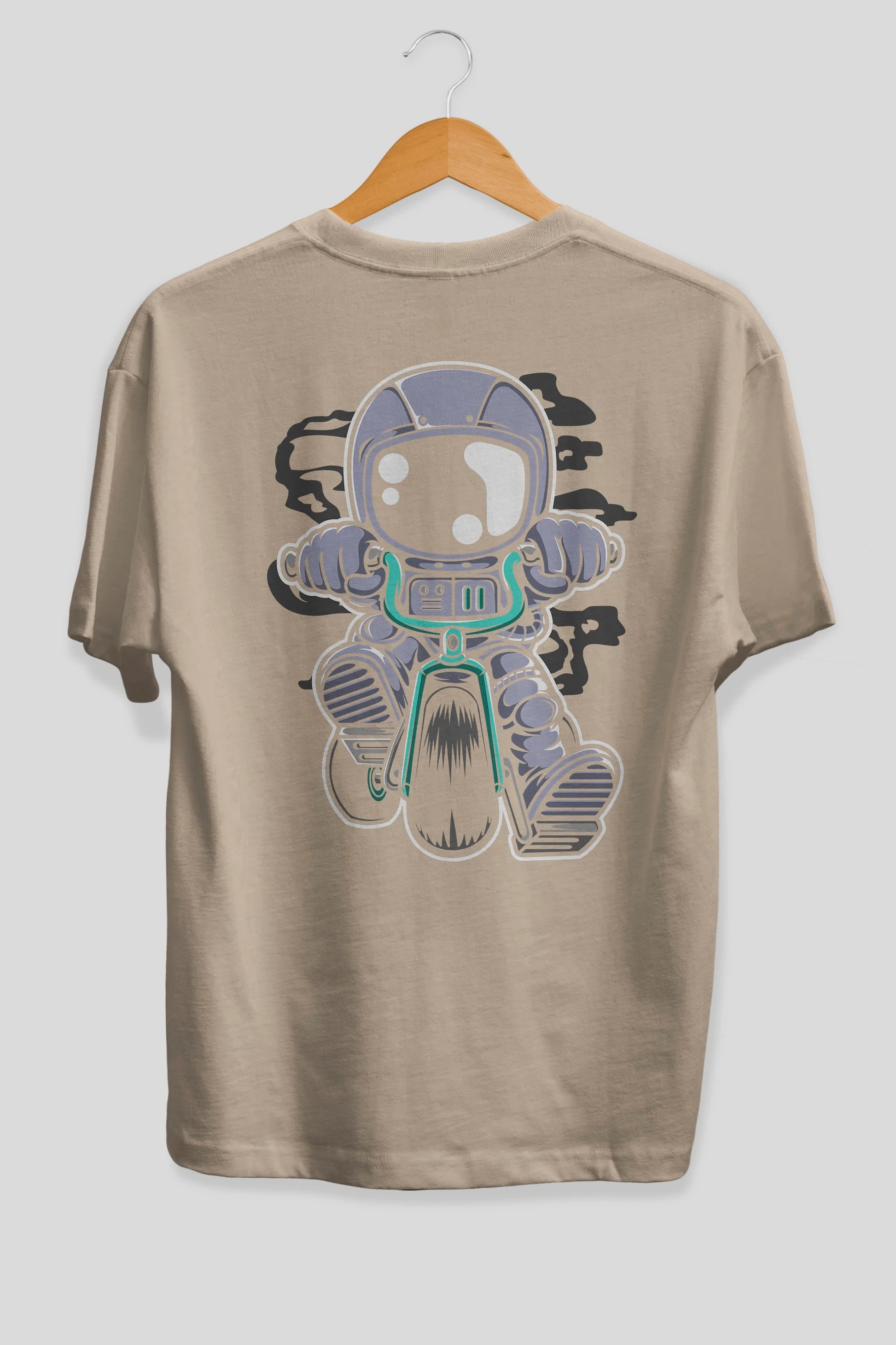 Astronaut Biker Arka Baskılı Oversize t-shirt Erkek Kadın Unisex