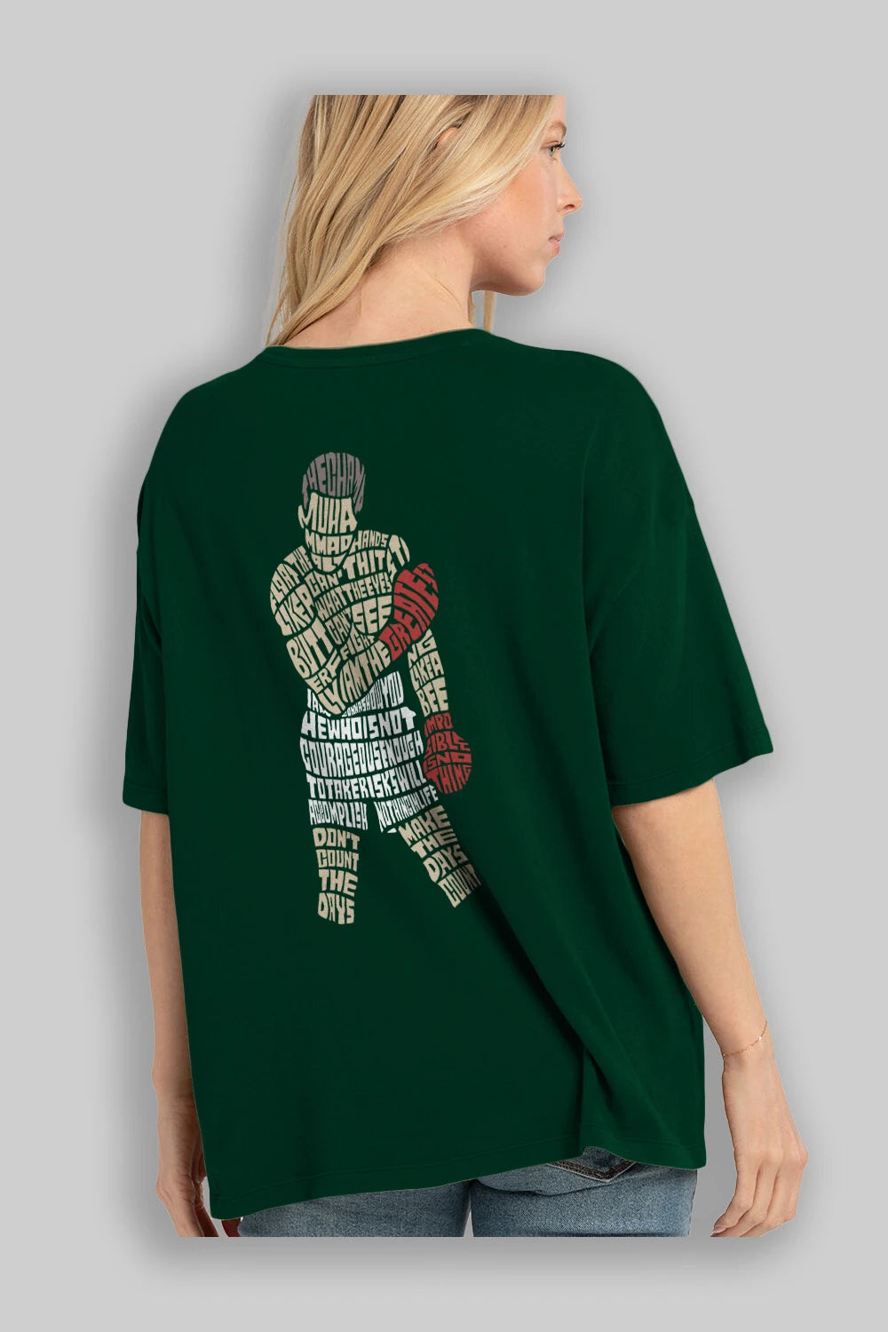 The Champ Muhammad Ali Arka Baskılı Oversize t-shirt %100 pamuk Erkek Kadın Unisex