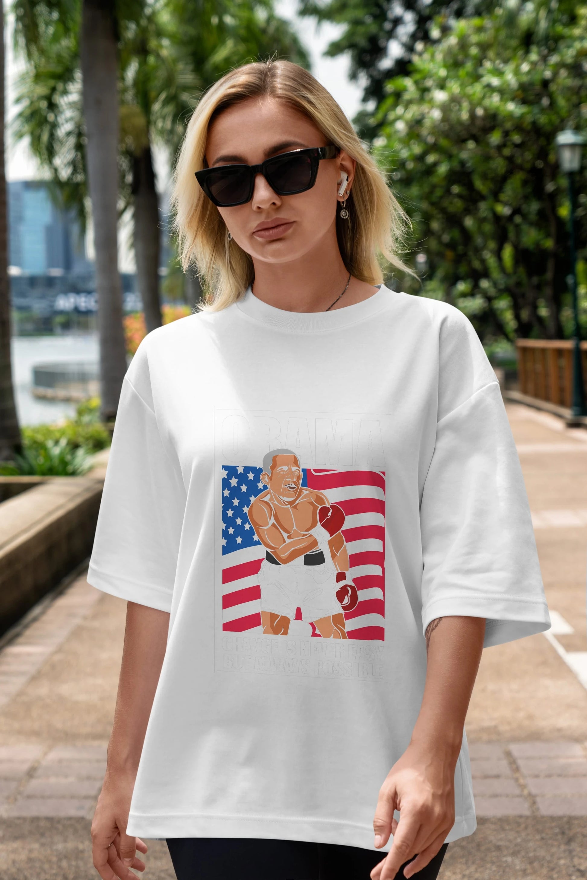 Obama Ön Baskılı Oversize t-shirt Erkek Kadın Unisex %100 Pamuk tişort