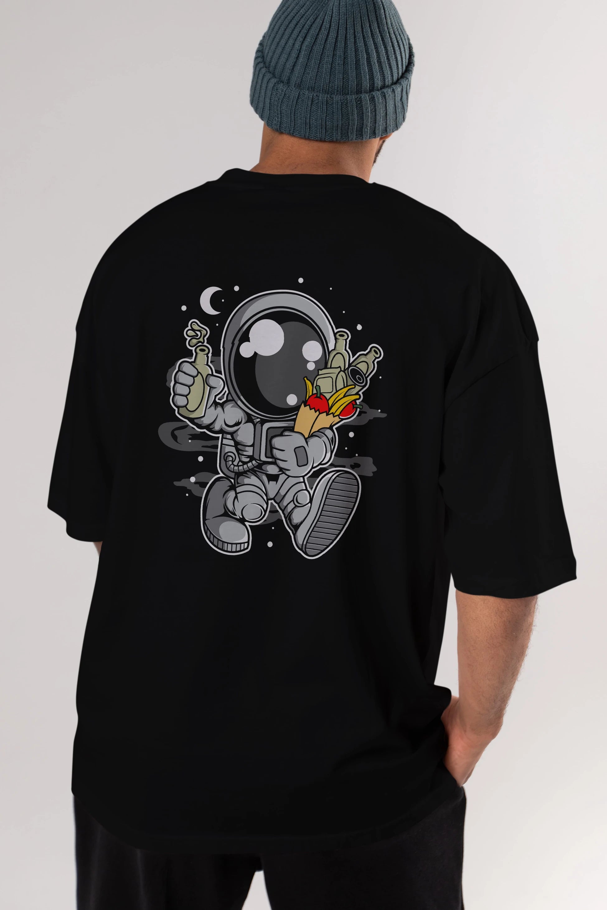 Astronaut Grochery Arka Baskılı Oversize t-shirt Erkek Kadın Unisex