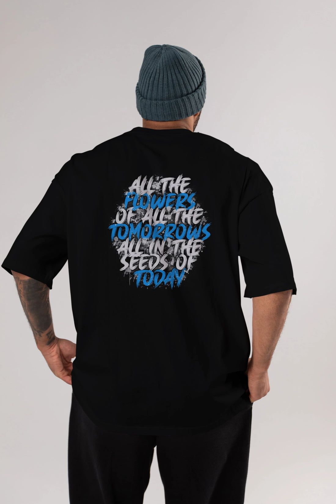 All The Flowers Arka Baskılı Oversize t-shirt Erkek Kadın Unisex