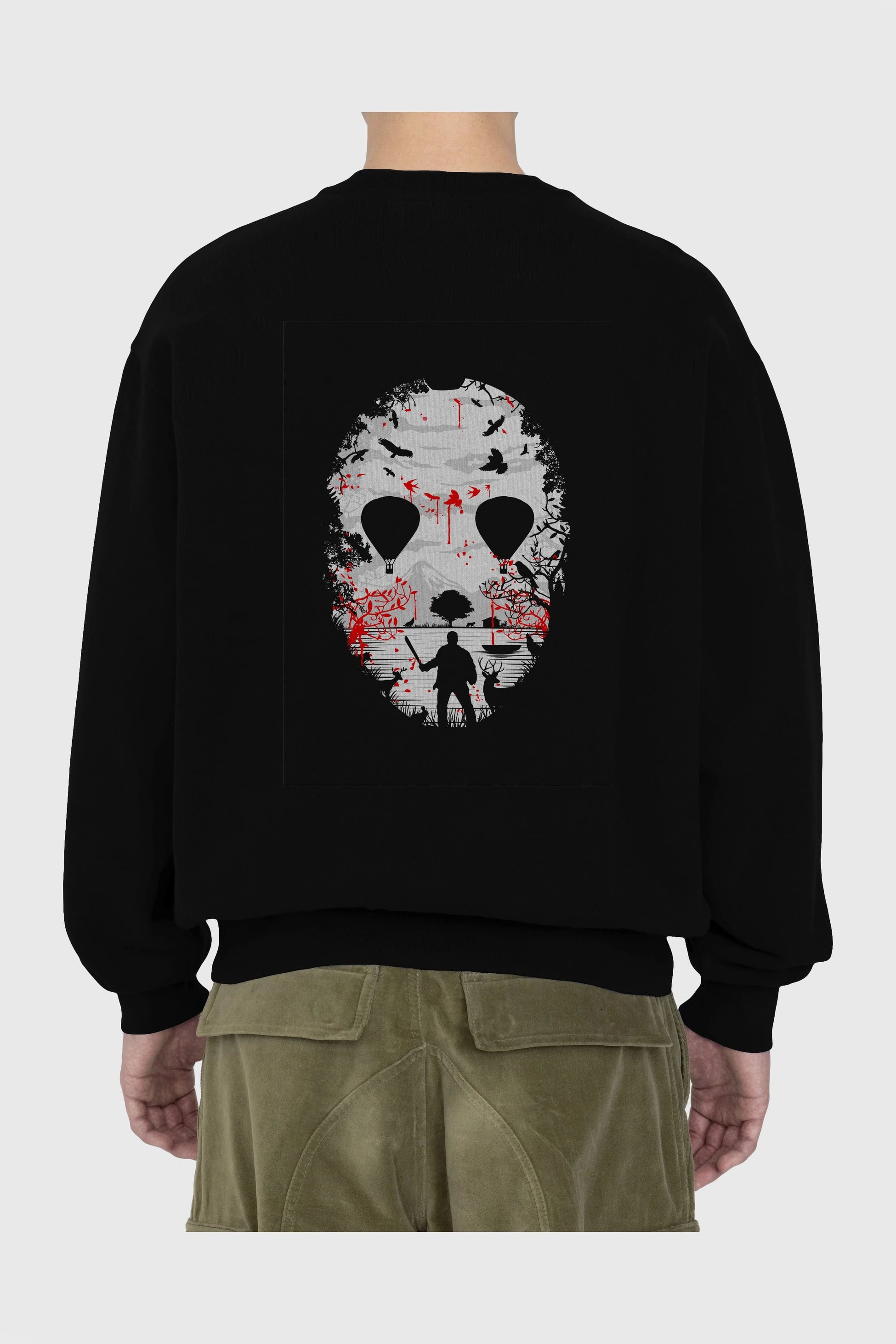 Crystal Lake Arka Baskılı Oversize Sweatshirt Erkek Kadın Unisex
