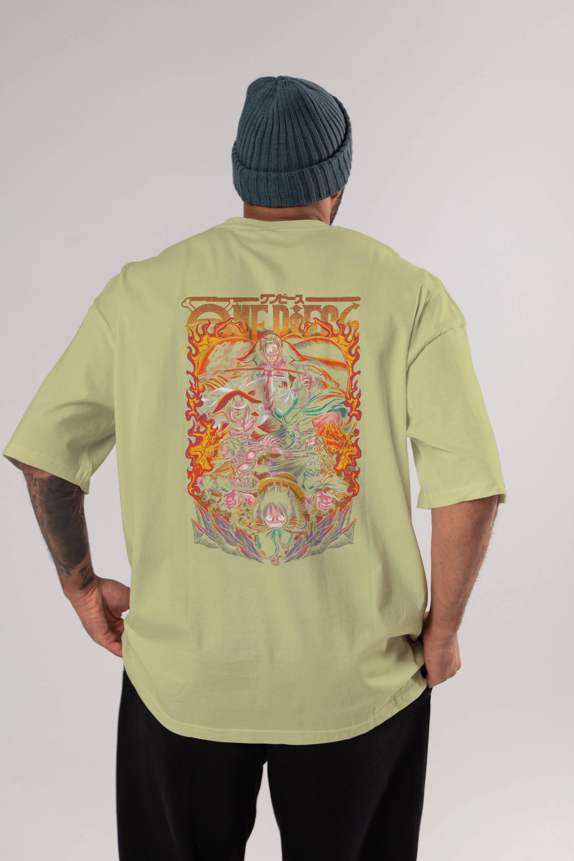 ONE PIECE (3) Anime Arka Baskılı Oversize t-shirt Erkek Kadın Unisex