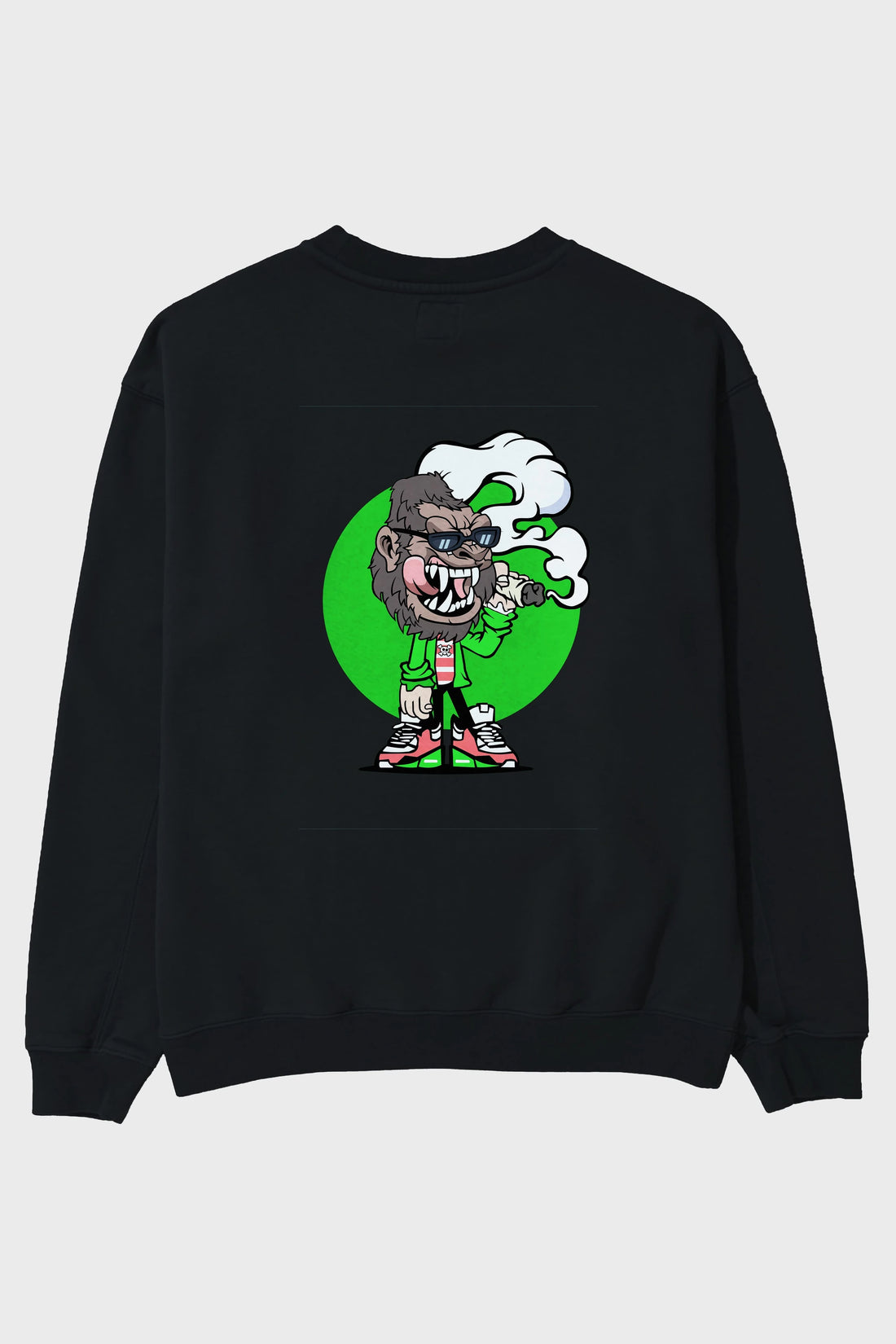 Gorilla Smoker Arka Baskılı Oversize Sweatshirt Erkek Kadın Unisex