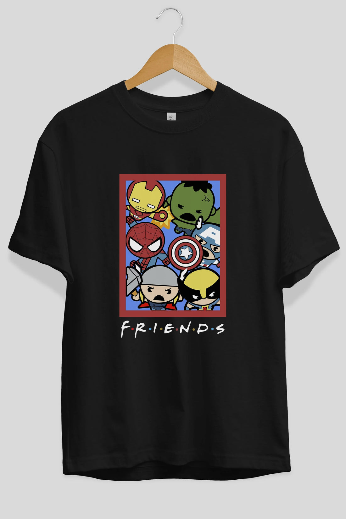 Friends Avenger Ön Baskılı Oversize t-shirt Erkek Kadın Unisex %100 Pamuk Bisiklet Yaka tişort