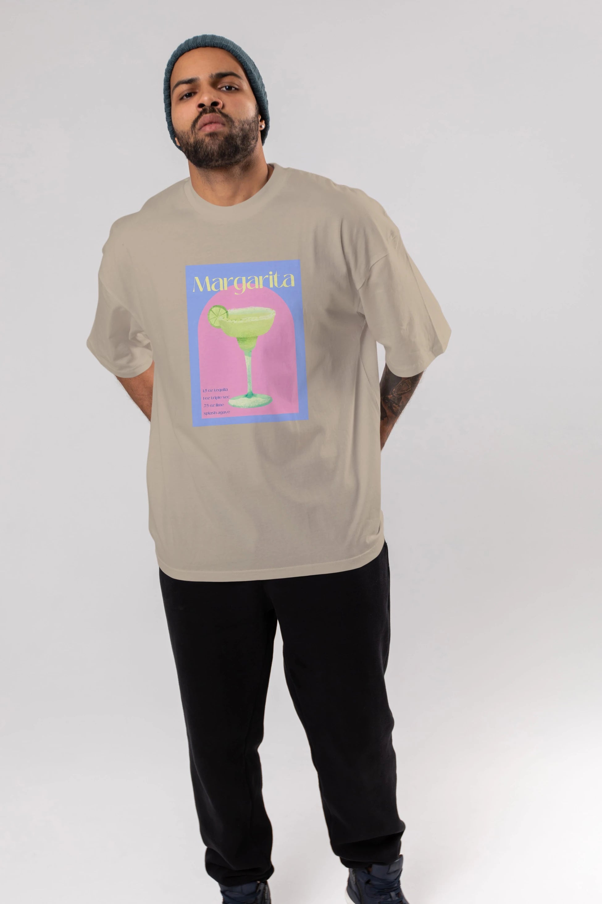 Margarita 6 Ön Baskılı Oversize t-shirt Erkek Kadın Unisex %100 Pamuk Bisiklet Yaka tişort