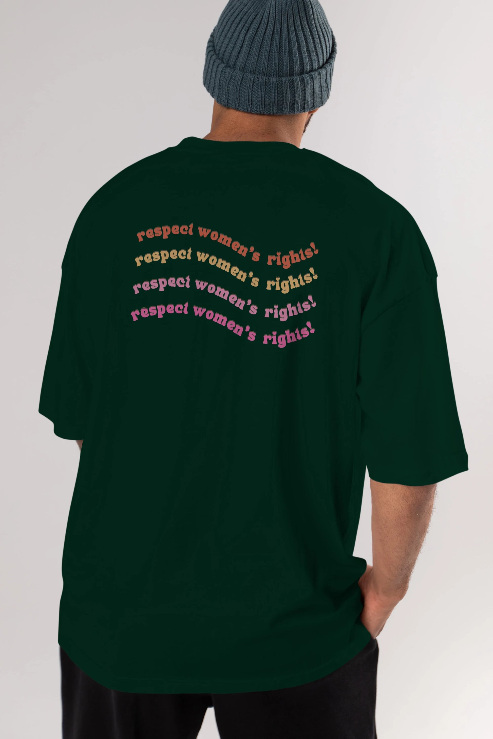 Respect Women Yazılı Arka Baskılı Oversize t-shirt Erkek Kadın Unisex